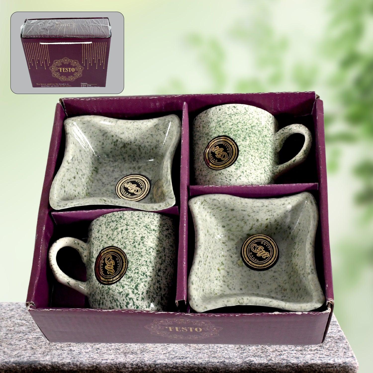 Festo Ceramic Tea/Cups/Mug Set – 4-Piece Set with Serving Bowl, Coffee & Milk Cups, Ideal for Gifts