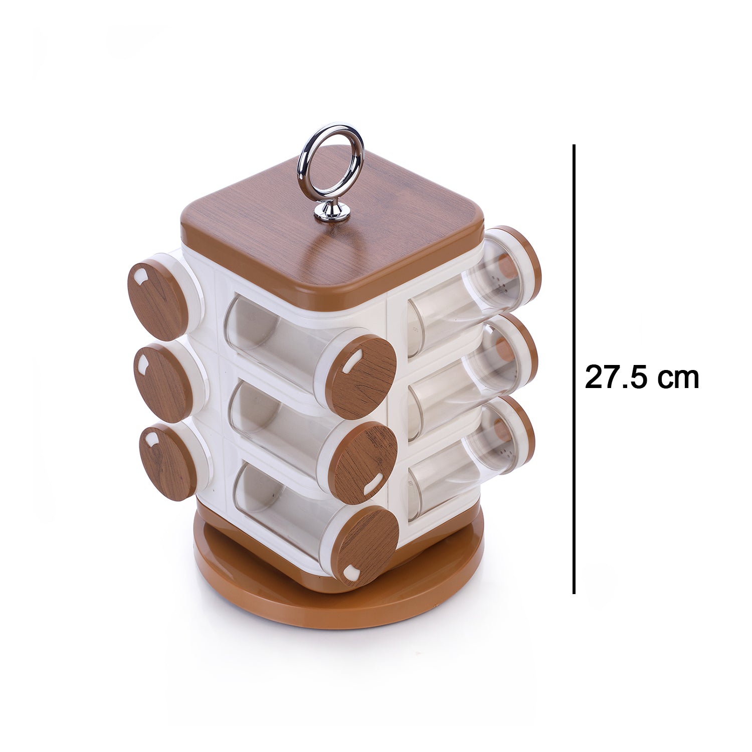 12-Jar Revolving Spice Rack - Premium Masala Box Organizer with Rotating Stand