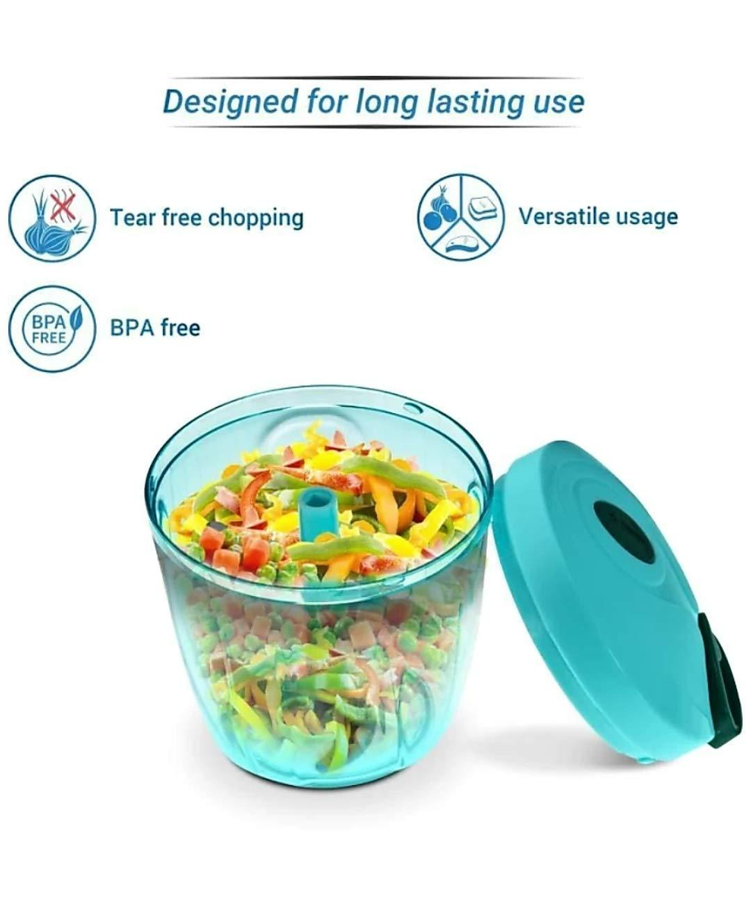 Manual Compact Handheld Vegetable Chopper & Slicer – 5 Blade, 750ml Capacity