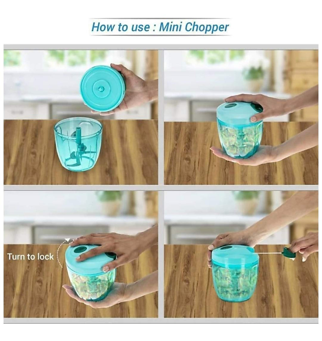 Manual Compact Handheld Vegetable Chopper & Slicer – 5 Blade, 750ml Capacity