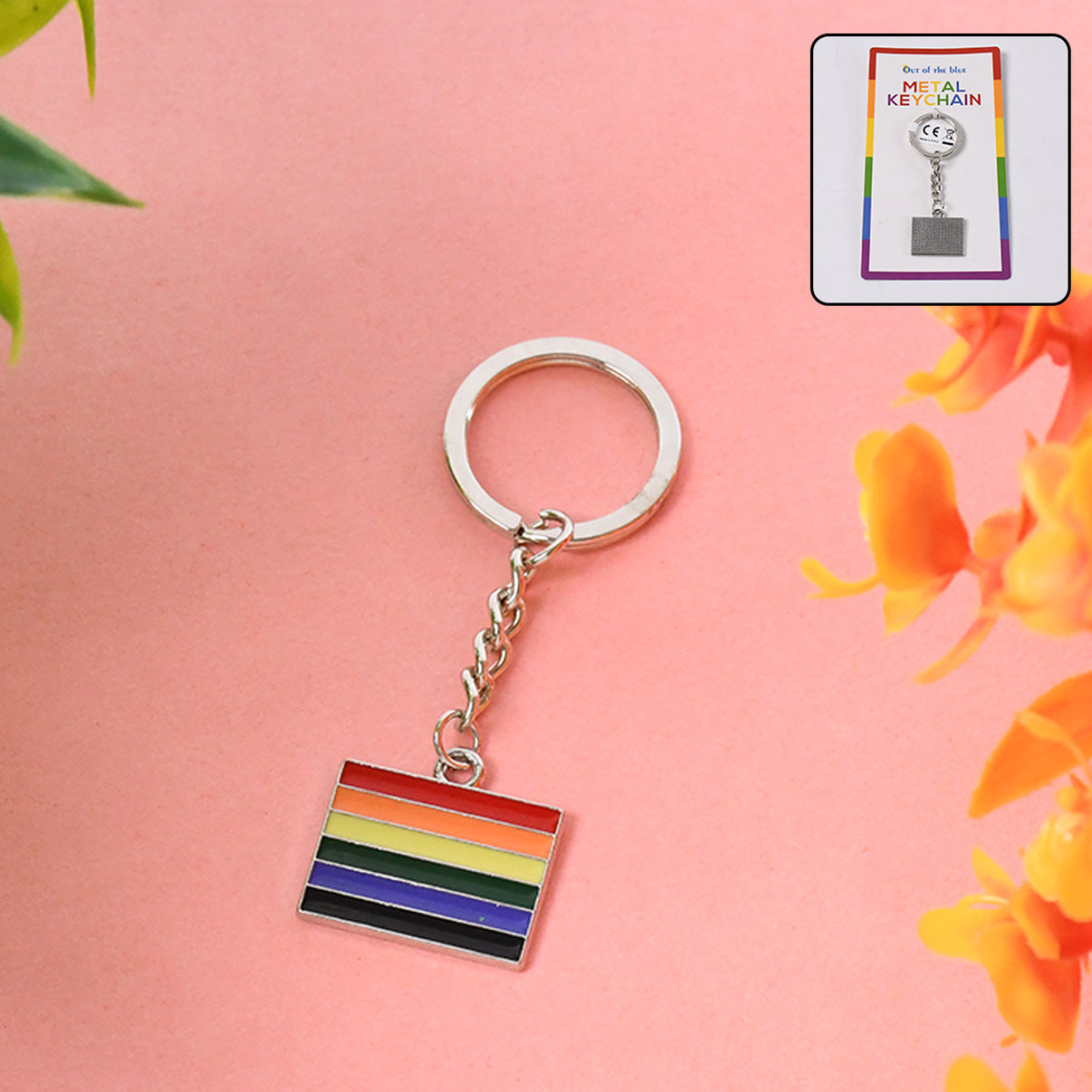 Rainbow Design Metal Keyring – Stylish Keychain for Car Keys, Bags & Gifts | Lightweight & Durable (1 Pc)