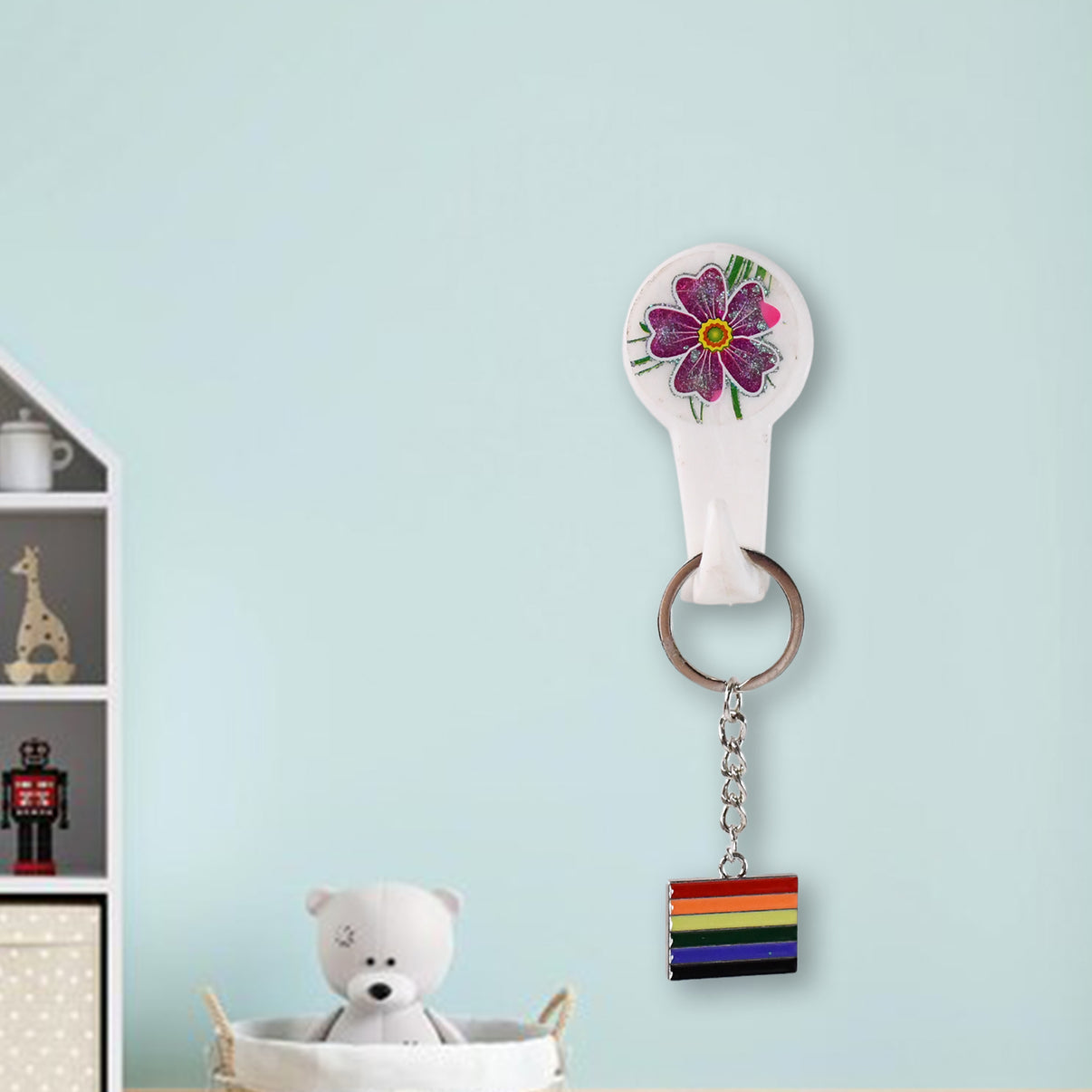 Rainbow Design Metal Keyring – Stylish Keychain for Car Keys, Bags & Gifts | Lightweight & Durable (1 Pc)
