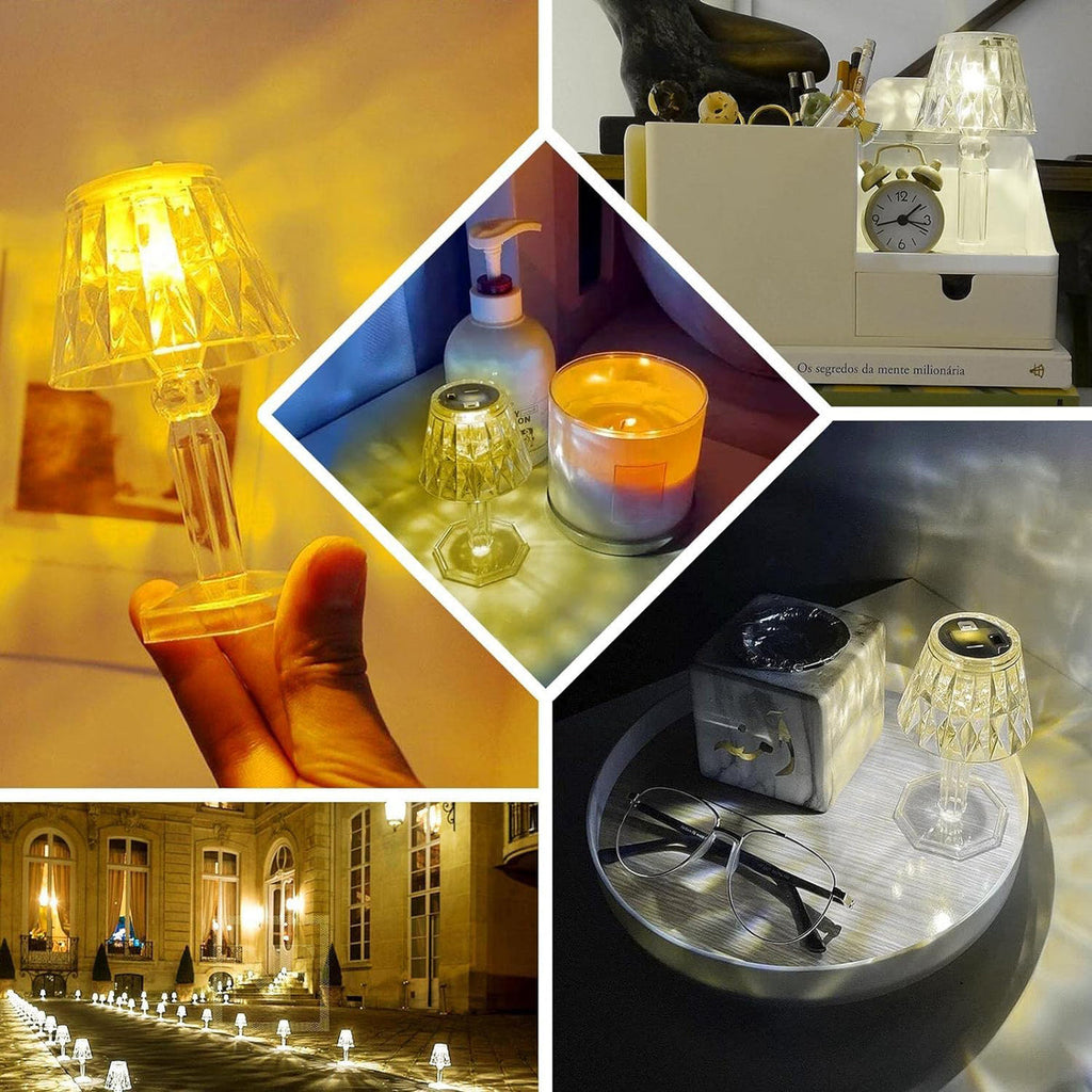 LED Crystal Table Lamp – Mini Portable Acrylic Light | Battery Powered | Festival & Party Decor