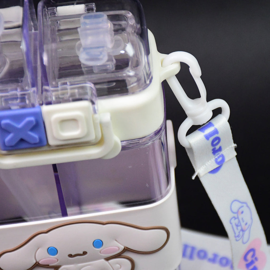 2in1 Dual Compartment Water Bottle With Straw And Adjustable Shoulder Straps