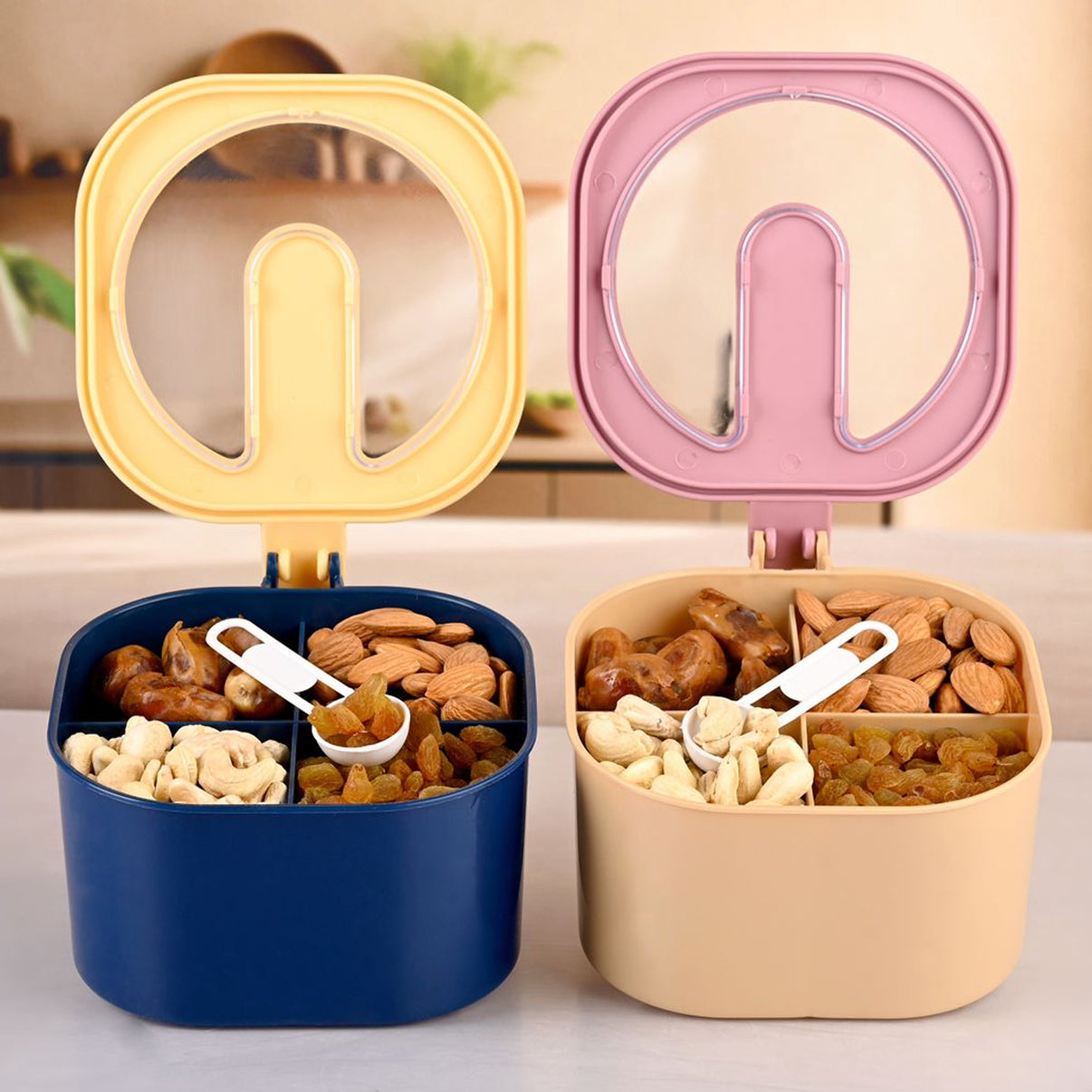 Fancy Masala Box – 4 Section Lightweight Spice Container for Everyday Kitchen Use