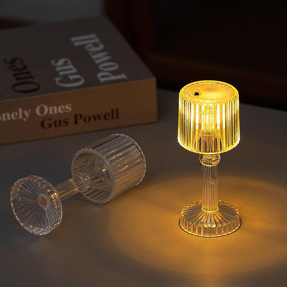 LED Crystal Table Lamp – Mini Portable Acrylic Light | Battery Powered | Festival & Party Decor