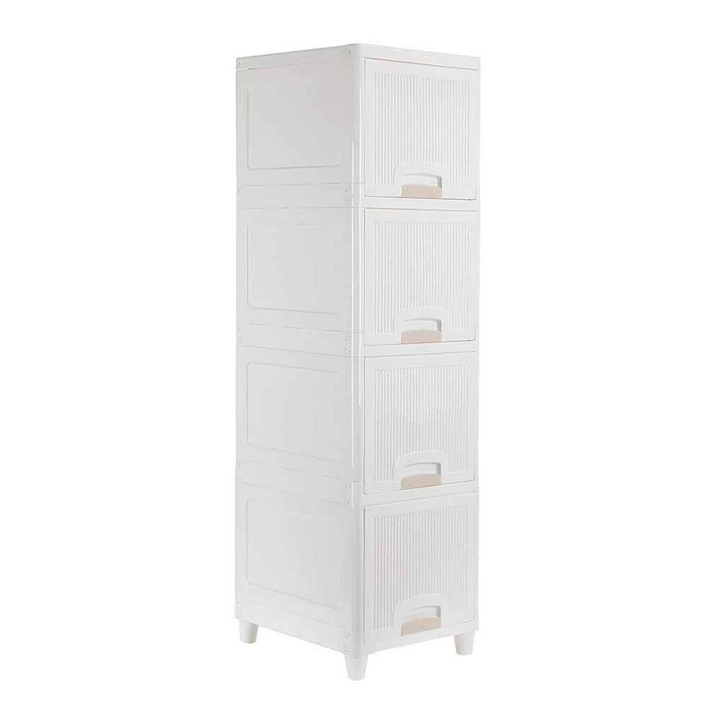 Multipurpose 4-Layer Plastic Storage Cabinet – Foldable Modular Drawer Organizer for Kitchen, Bathroom, Bedroom & Kids’ Room