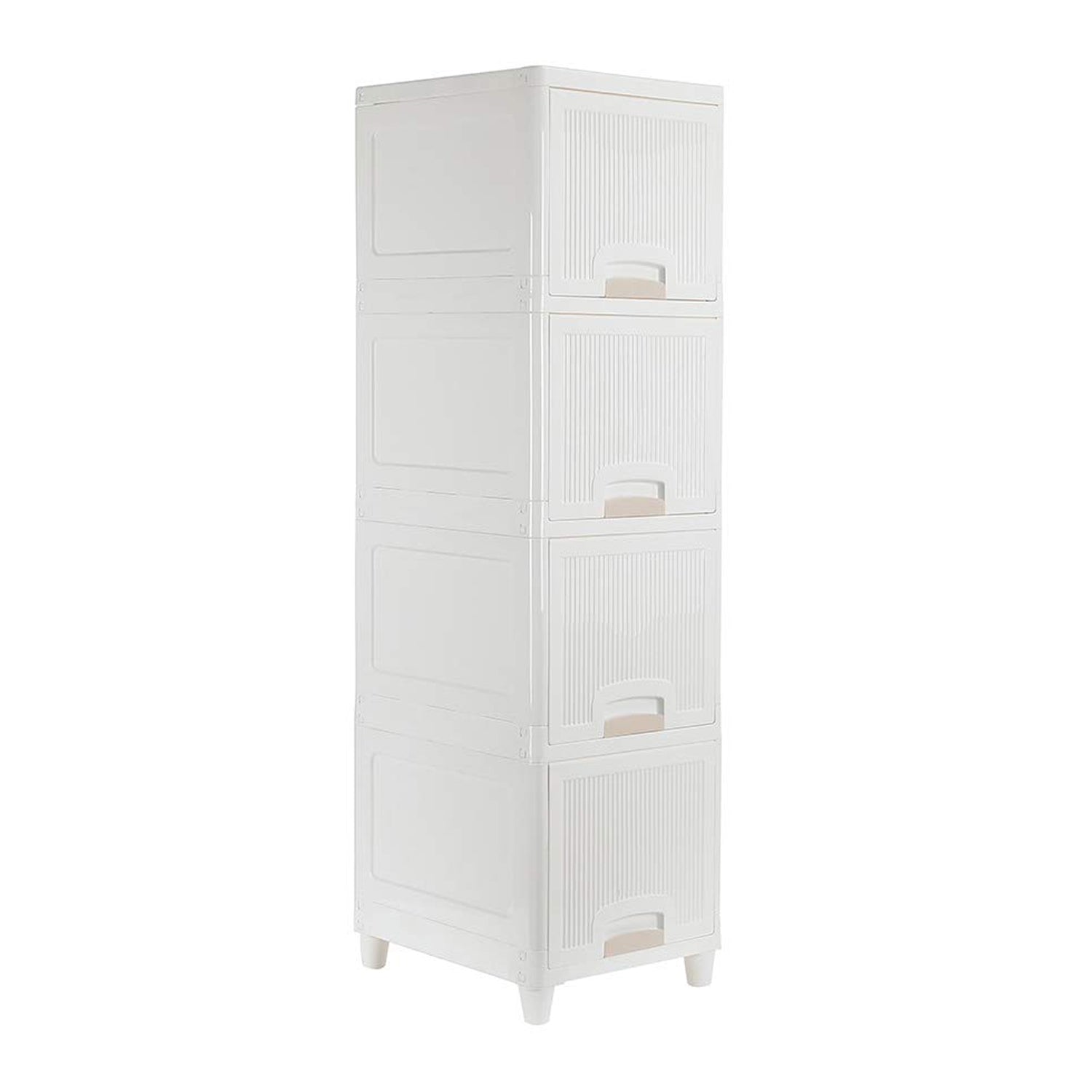 Multipurpose 4-Layer Plastic Storage Cabinet – Foldable Modular Drawer Organizer for Kitchen, Bathroom, Bedroom & Kids’ Room