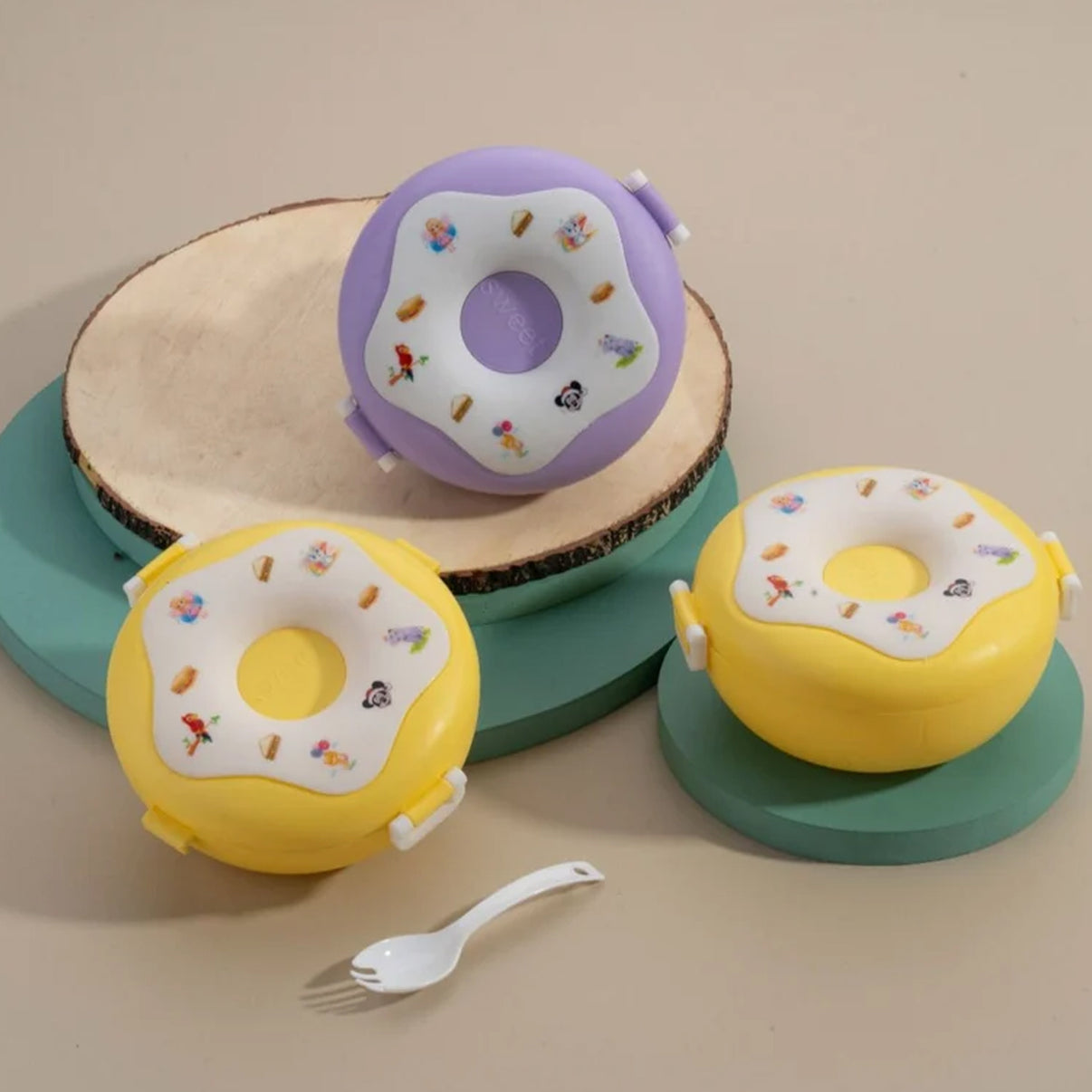 Donut Shaped Double Insulated 3 Compartment Lunch Box