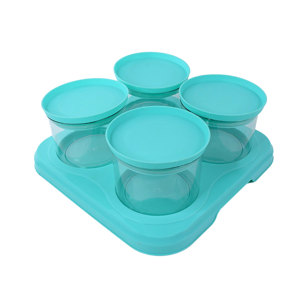 Airtight Container Jar Set – 4 Pc with Stylish Tray (Unbreakable Multipurpose Storage / Mukhwas Dani)