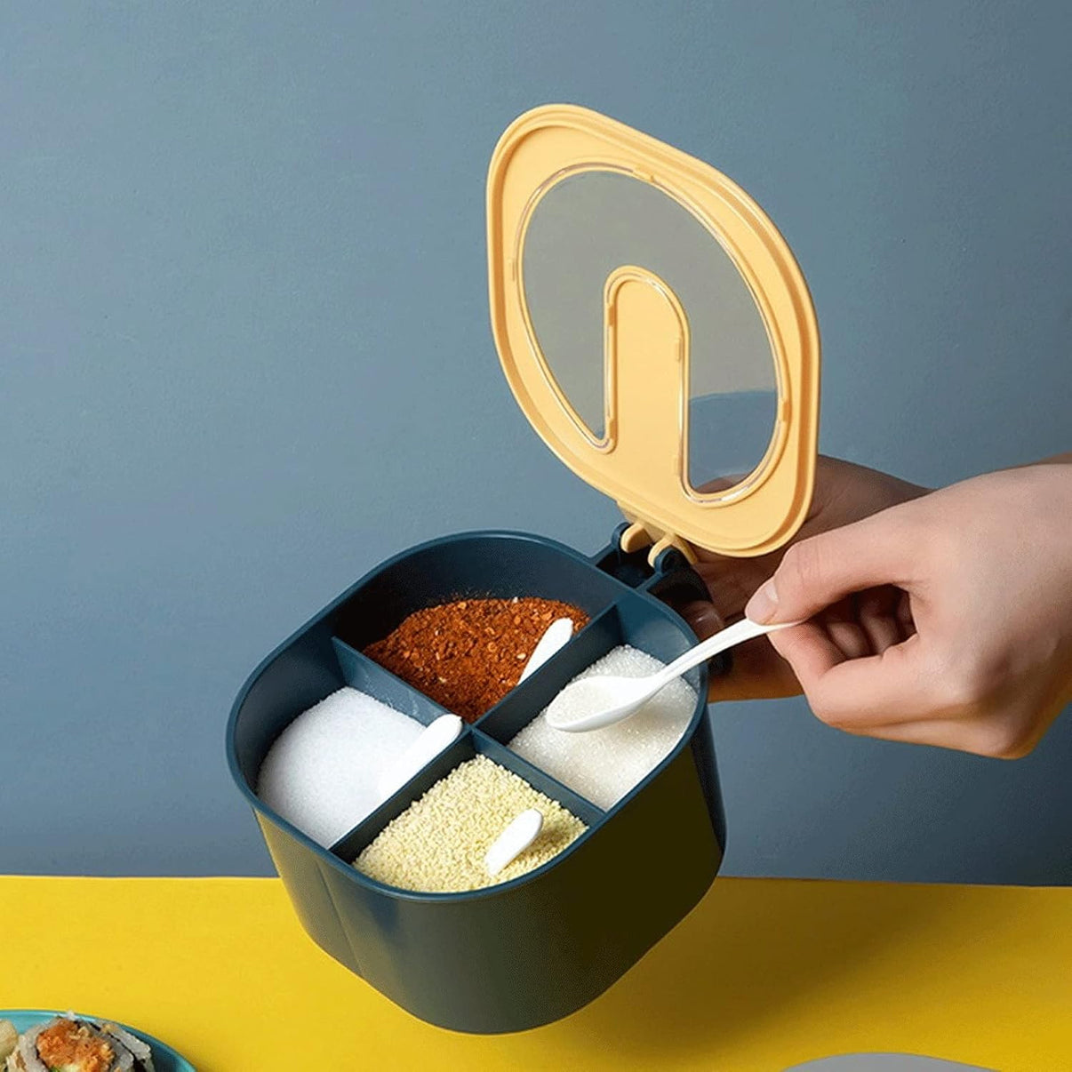 Fancy Masala Box – 4 Section Lightweight Spice Container for Everyday Kitchen Use
