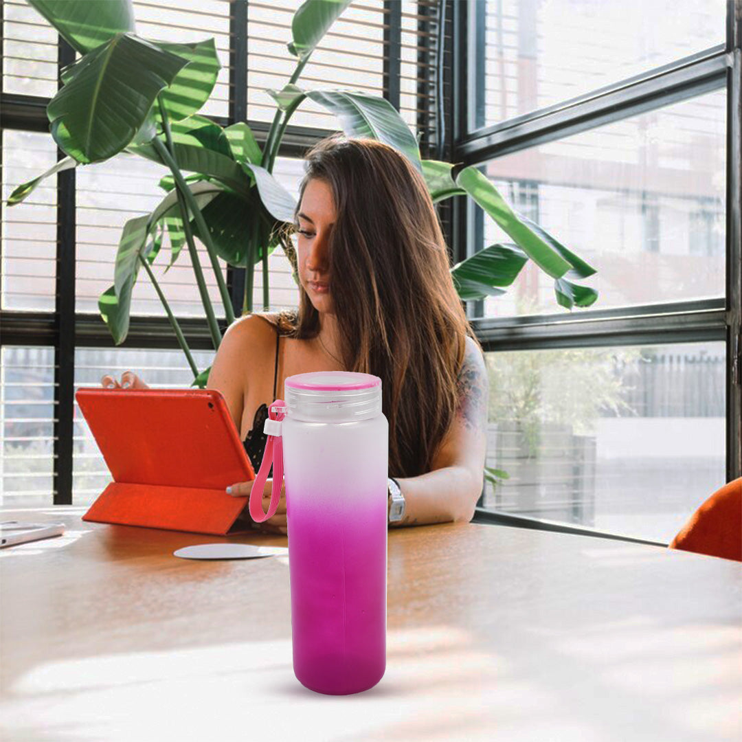 Unbreakable Glass Water Bottle – With Rubber Grip & Colorful Design
