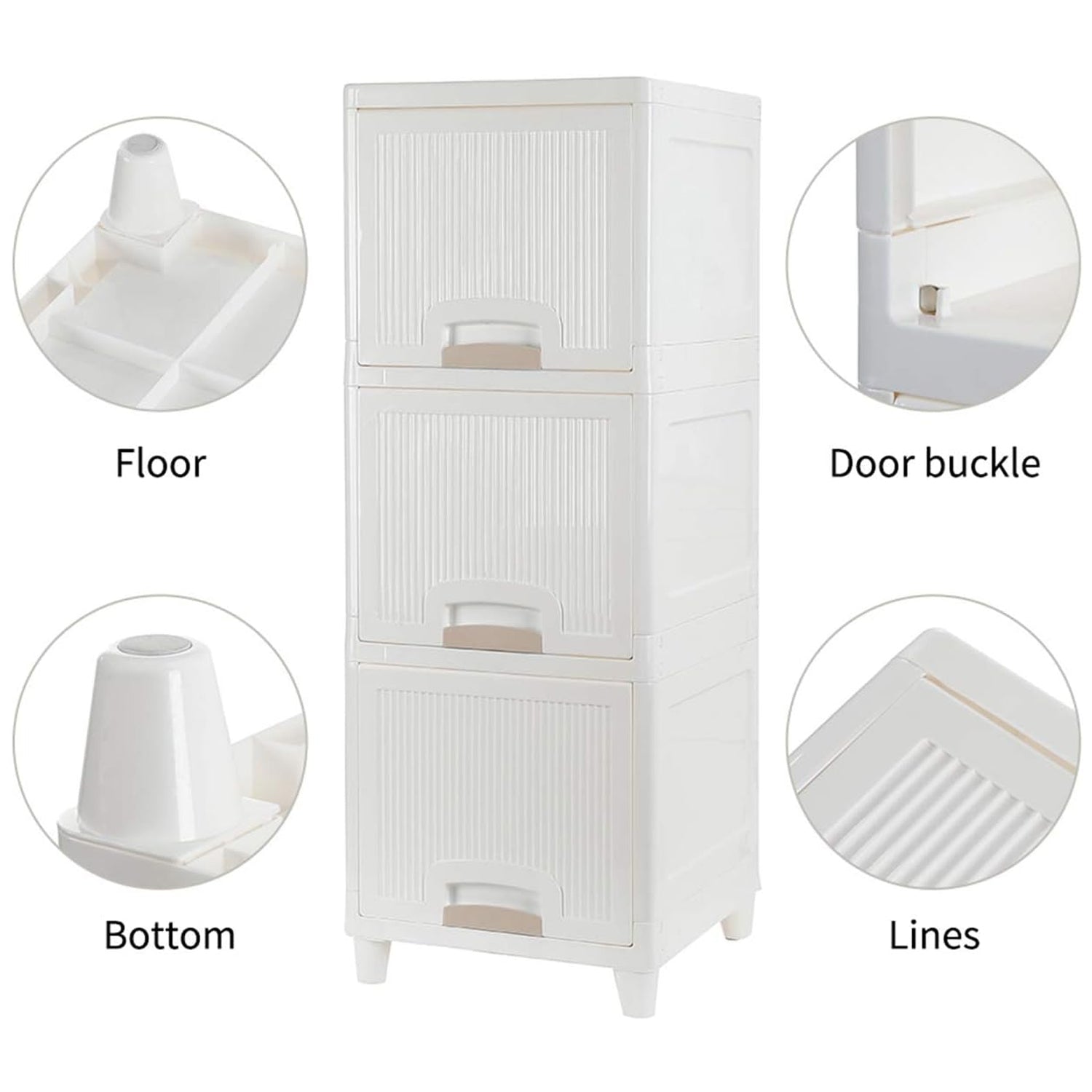 Multipurpose 3-Layer Plastic Storage Cabinet – Foldable Modular Drawer Organizer for Kitchen, Bathroom & Kids’ Room
