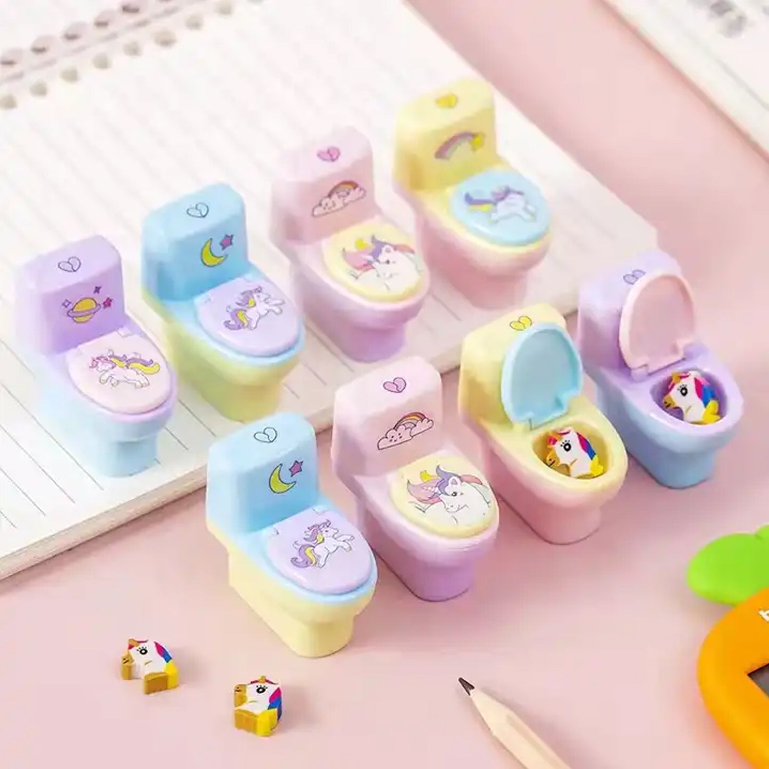 Toilet Pencil Sharpener – Cute Cartoon Design (2 Pc Set)