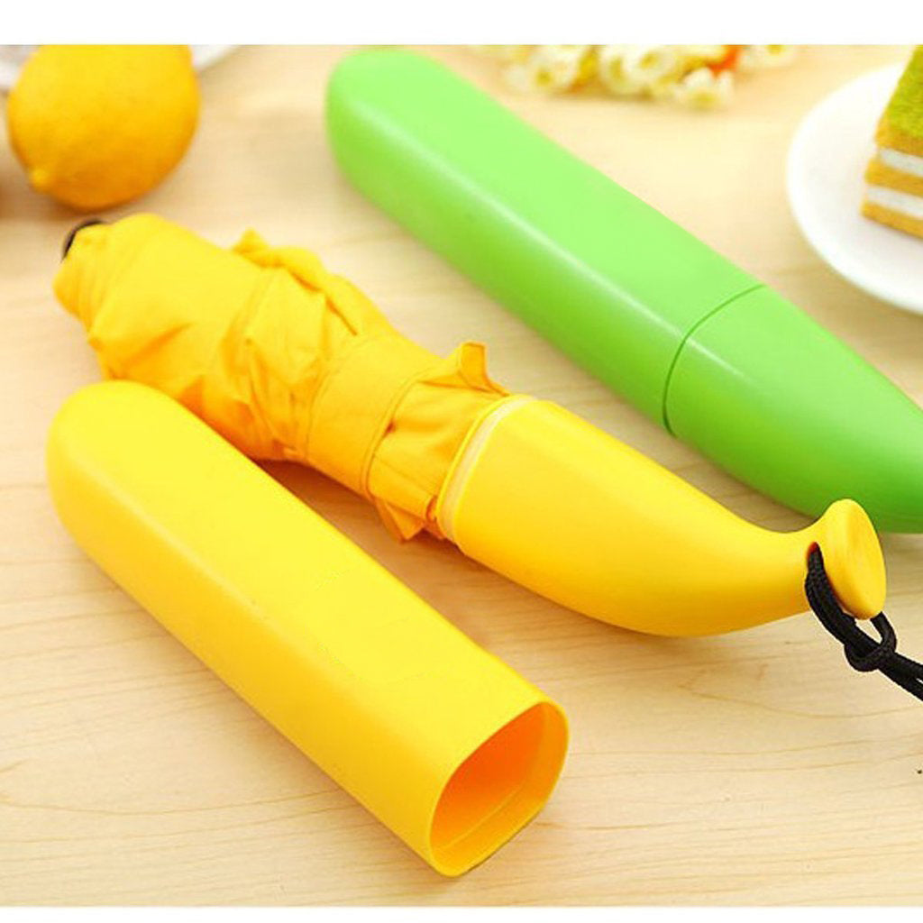 Stylish Banana Shaped Mini Foldable Umbrella for All Weather