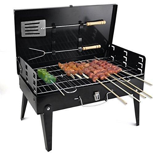 Portable Briefcase BBQ Grill - Stainless Steel Foldable Barbecue for Outdoor Cooking