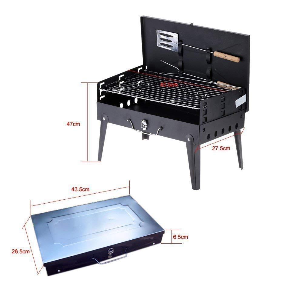 Portable Briefcase BBQ Grill - Stainless Steel Foldable Barbecue for Outdoor Cooking