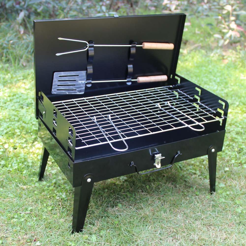 Portable Briefcase BBQ Grill - Stainless Steel Foldable Barbecue for Outdoor Cooking