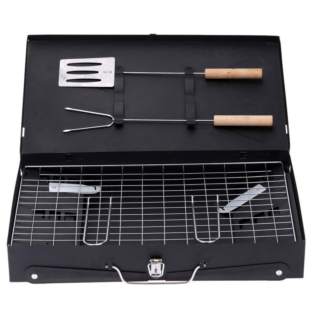 Portable Briefcase BBQ Grill - Stainless Steel Foldable Barbecue for Outdoor Cooking