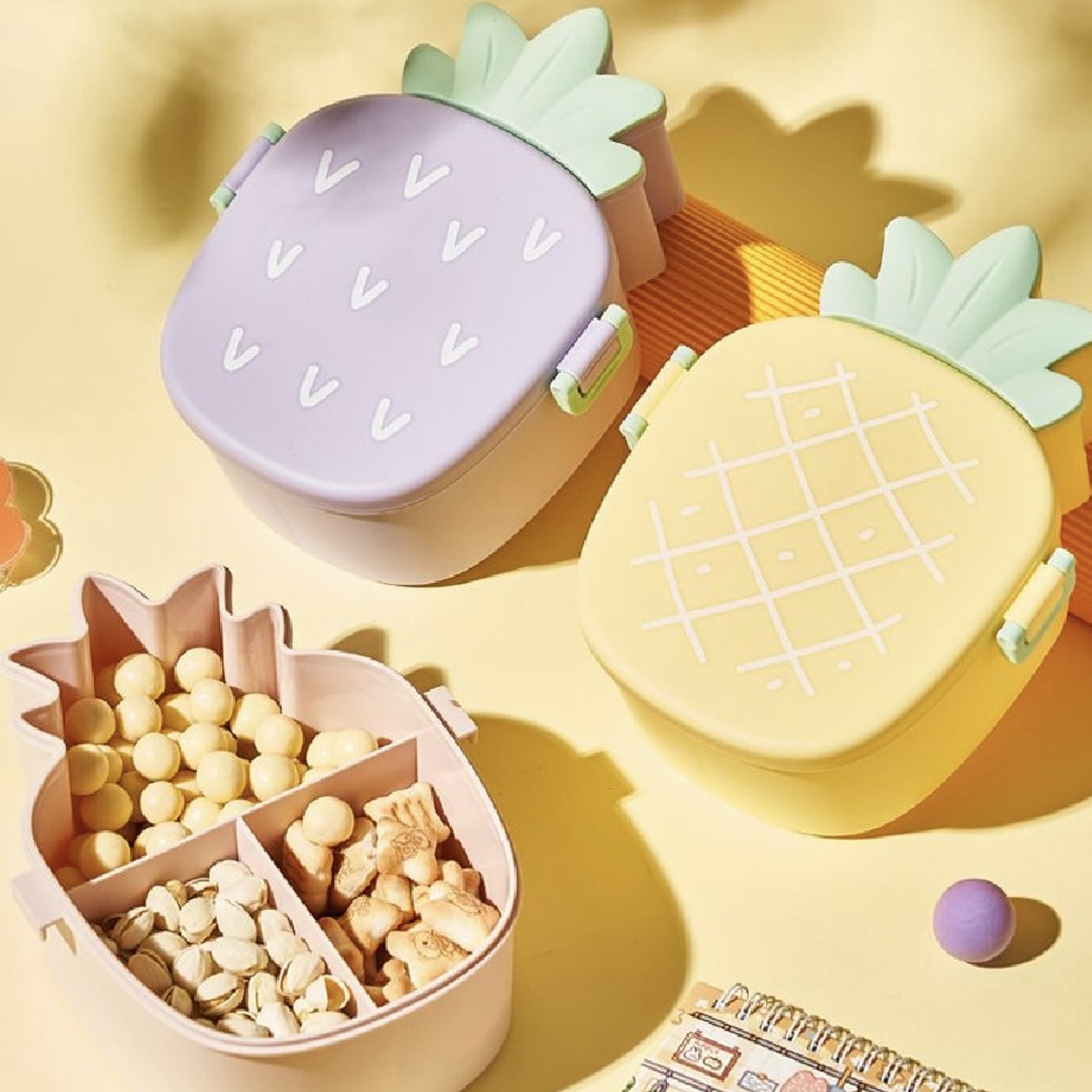 Cute Pineapple Shaped Kids Lunch Box with Fork &amp; Spoon