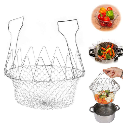 12-in-1 Foldable Chef Basket Strainer - Multi-Purpose Kitchen Steamer & Drainer
