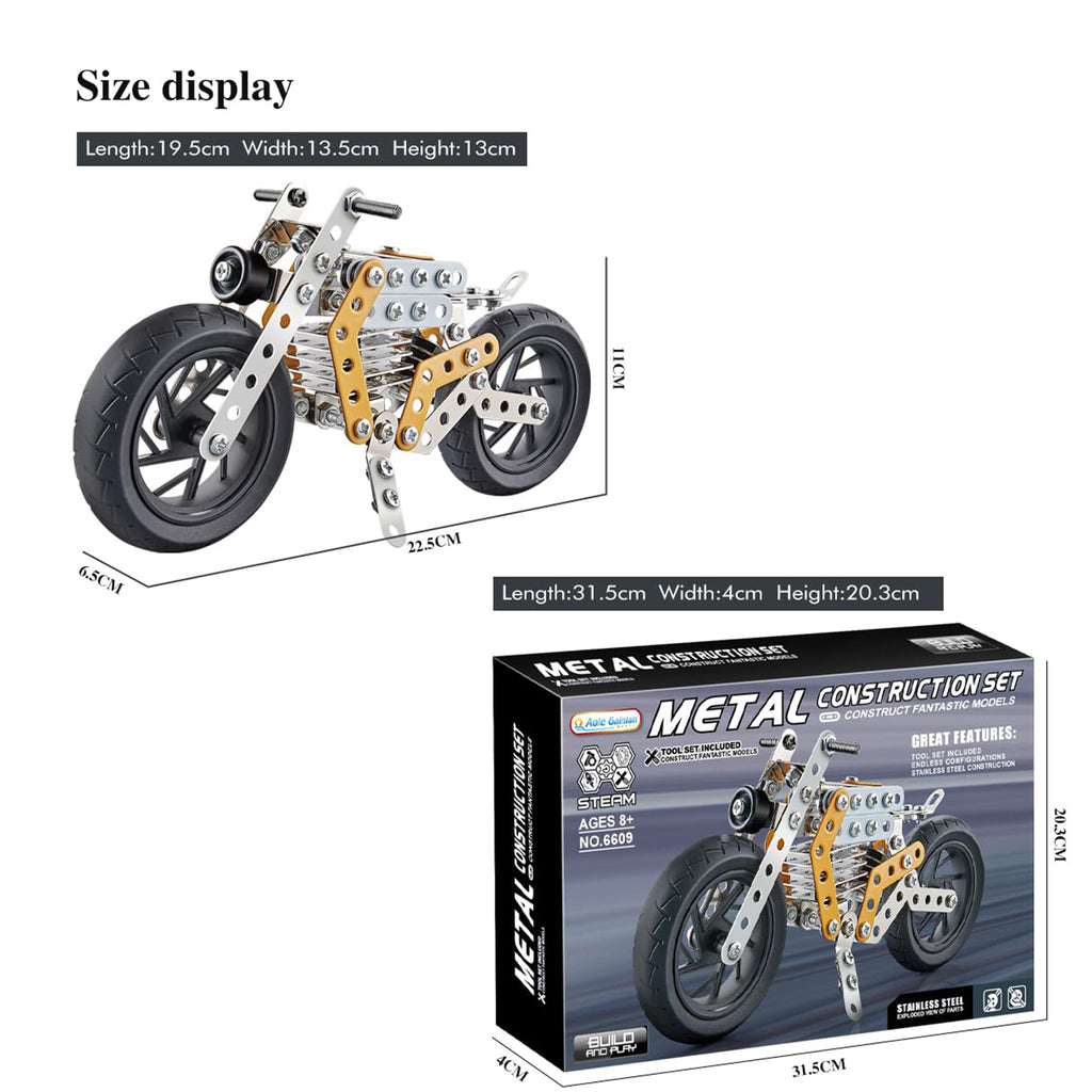 Metal DIY Bike Building Kit – 162 Pc Educational Construction Set (Age 8+)