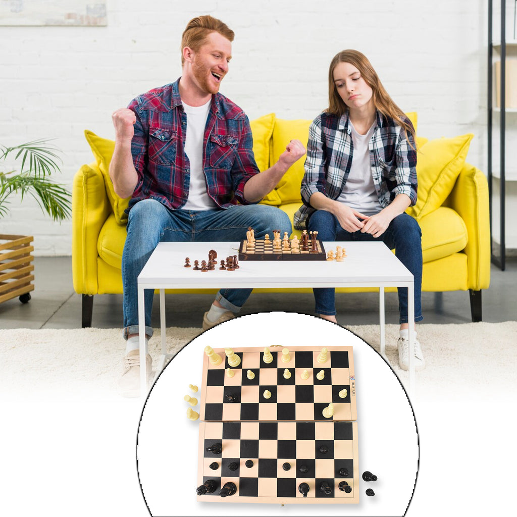 Premium 30x30cm Folding Wooden Chess Board Set - Complete Game with Storage