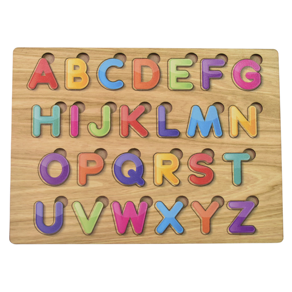 ABC Wooden Puzzle Board - Educational Learning Toy with Letters & Shapes for Kids