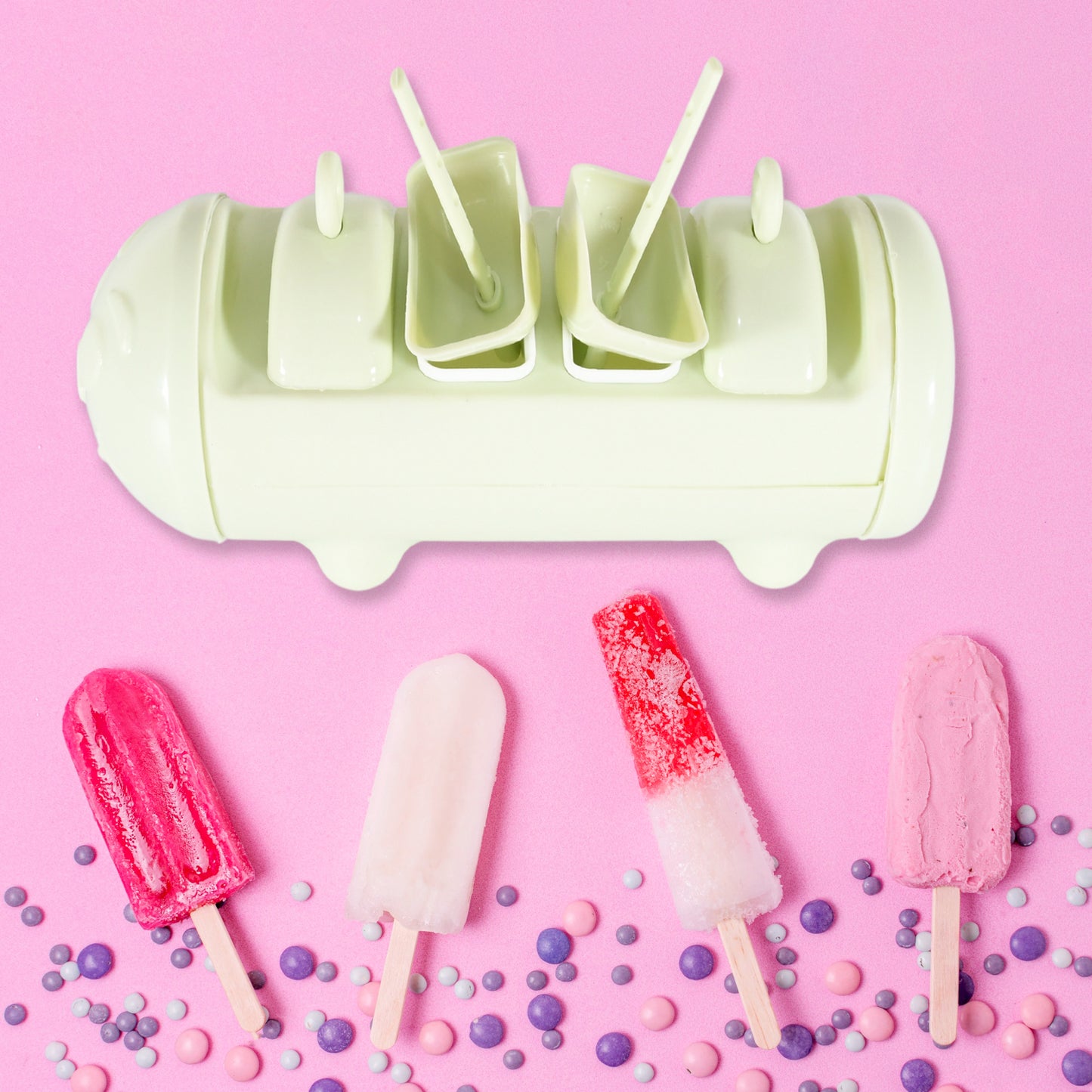 Kulfi Maker Molds Set – 4-Cup BPA-Free Popsicle & Kulfi Moulds for Homemade Frozen Treats (1 Pc / Multicolor)