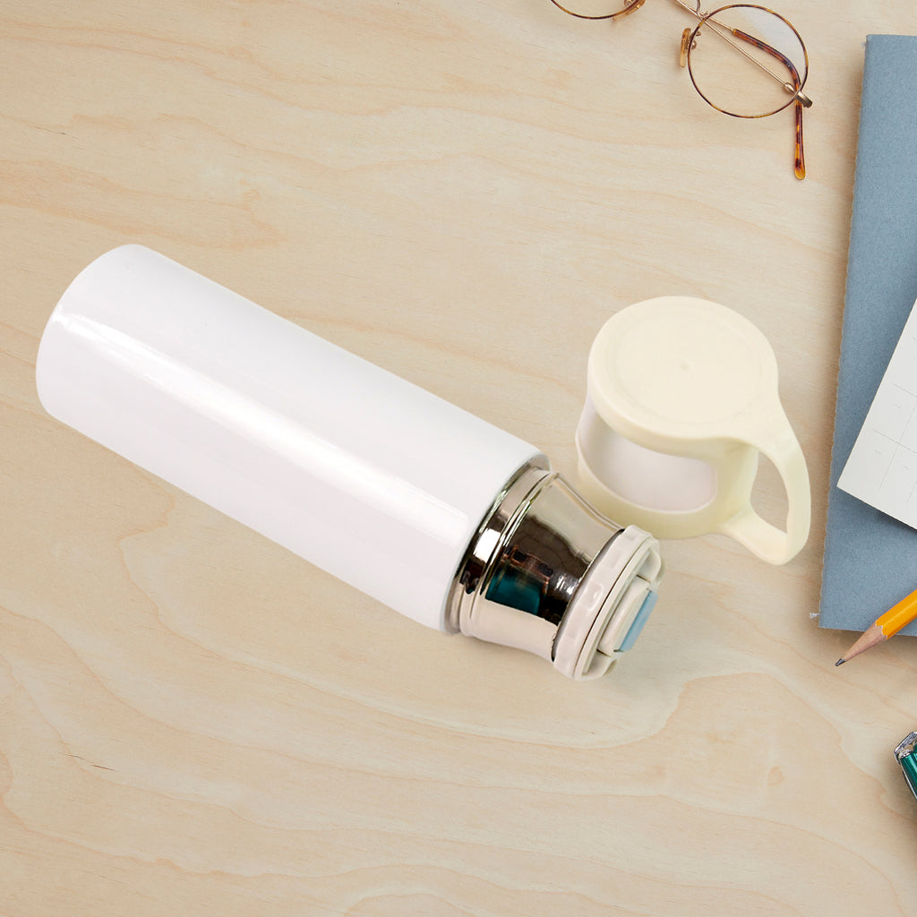 350 ML Stainless Steel Insulated Vacuum Bottle – Leak-Proof Hot & Cold Thermos Flask with Transparent Lid & Handle