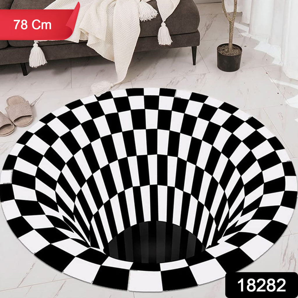 3D Vortex Optical Illusion Round Carpet – Non-Slip, Velvet Floor Rug for Modern Home Decor