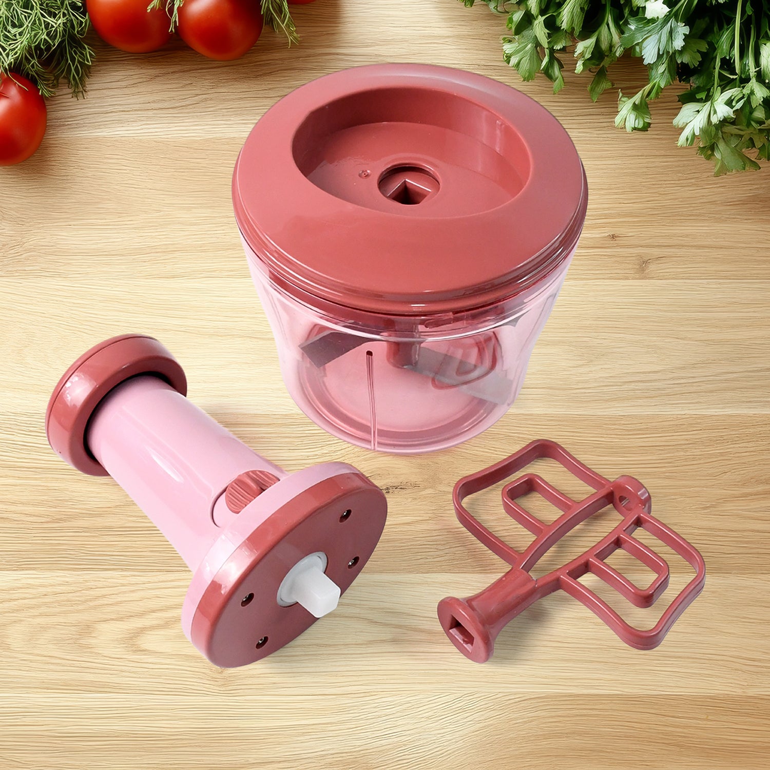 Apex Quba 1000ml Push Chopper – Manual Vegetable & Fruit Cutter with Mixing Blade