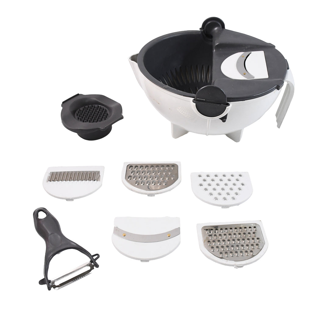 9-in-1 Multifunction Vegetable Chopper, Slicer & Grater with Drain Basket – Complete Kitchen Prep Set