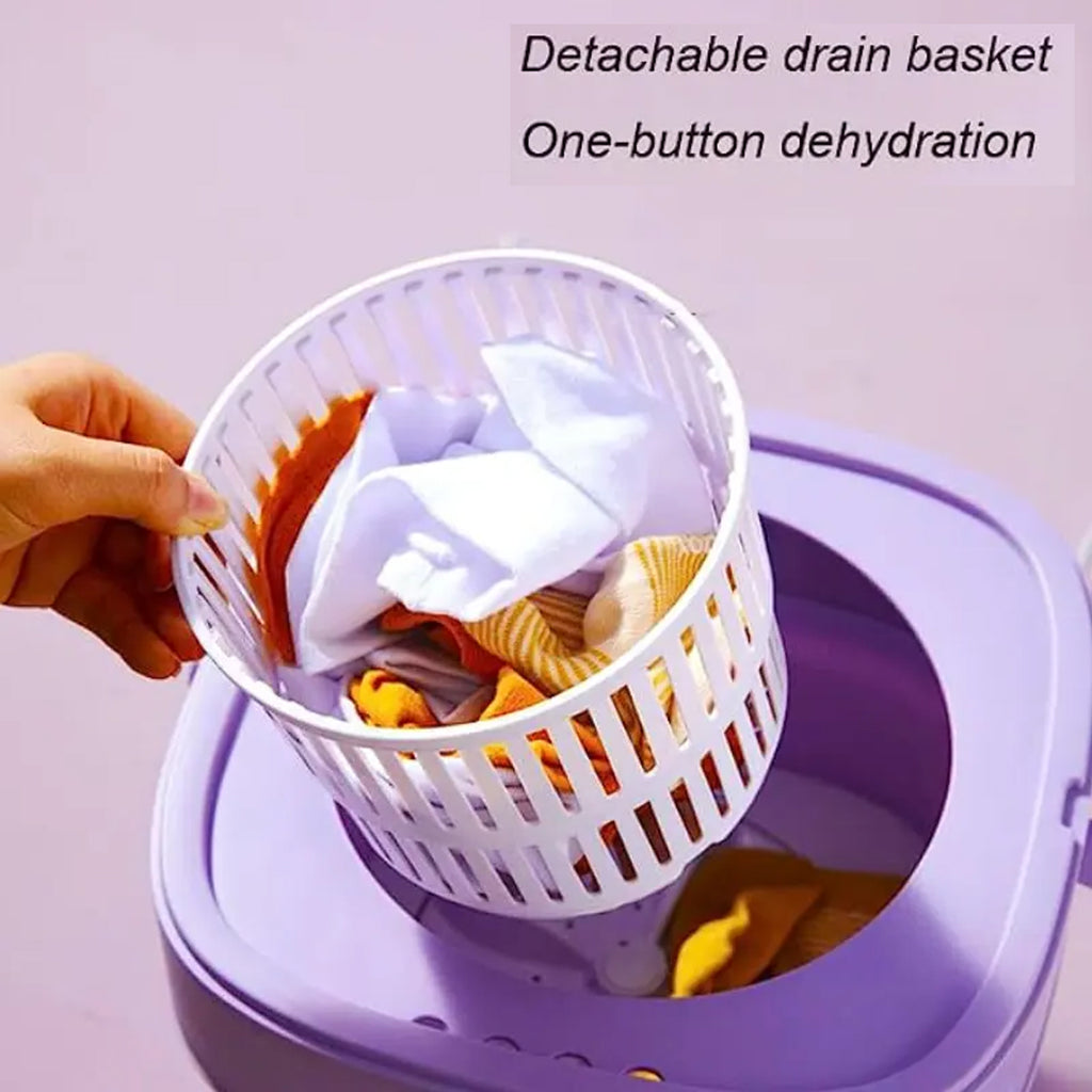 Foldable Mini Washing Machine – With Drain Basket | Portable Washer for Travel, Baby Clothes & Small Laundry