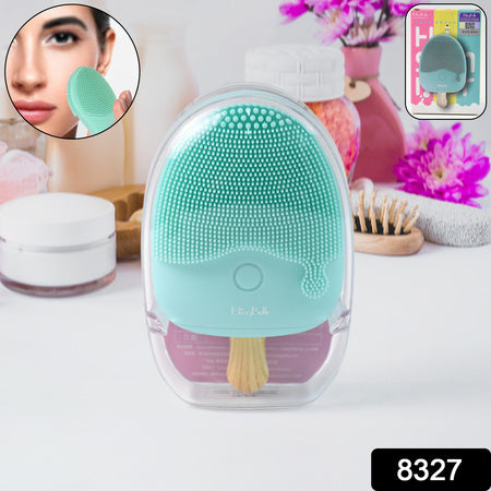 Popsicle Design Sonic Face Cleansing Brush – Soft Silicone, Waterproof & USB Rechargeable Facial Massager (1 Pc)