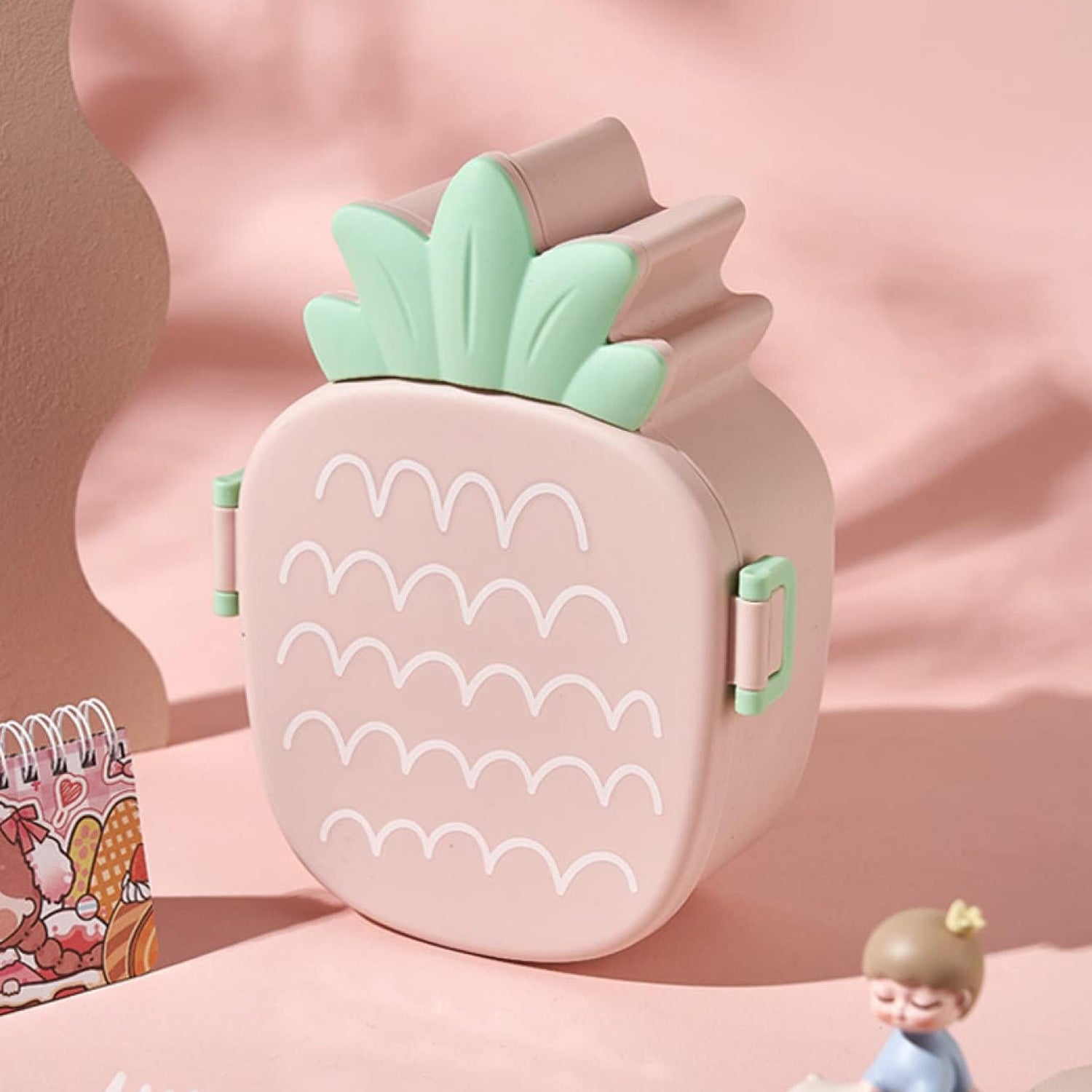 Cute Pineapple Shaped Kids Lunch Box with Fork &amp; Spoon