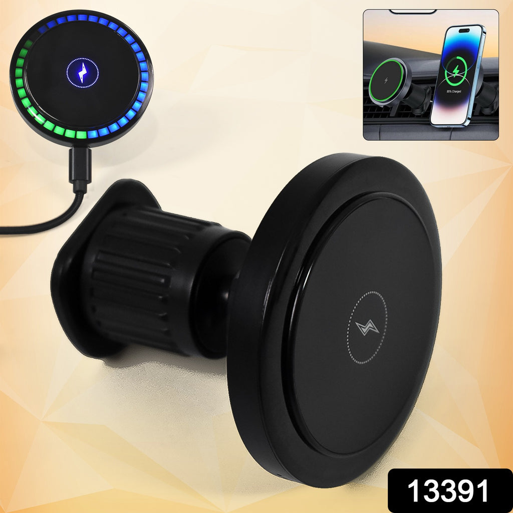 Magnetic Phone Mount Wireless Charger – Fast Charging & Music Reactive Lights
