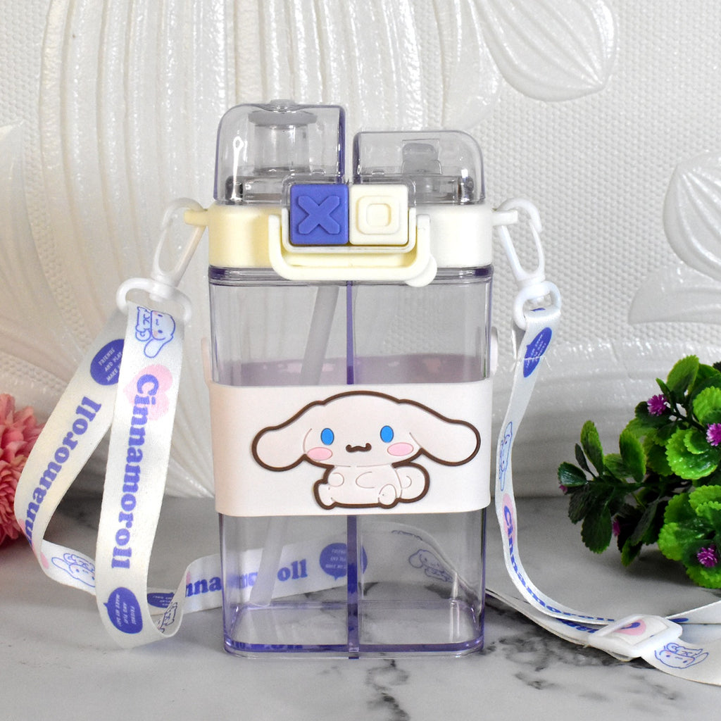 2in1 Dual Compartment Water Bottle With Straw And Adjustable Shoulder Straps