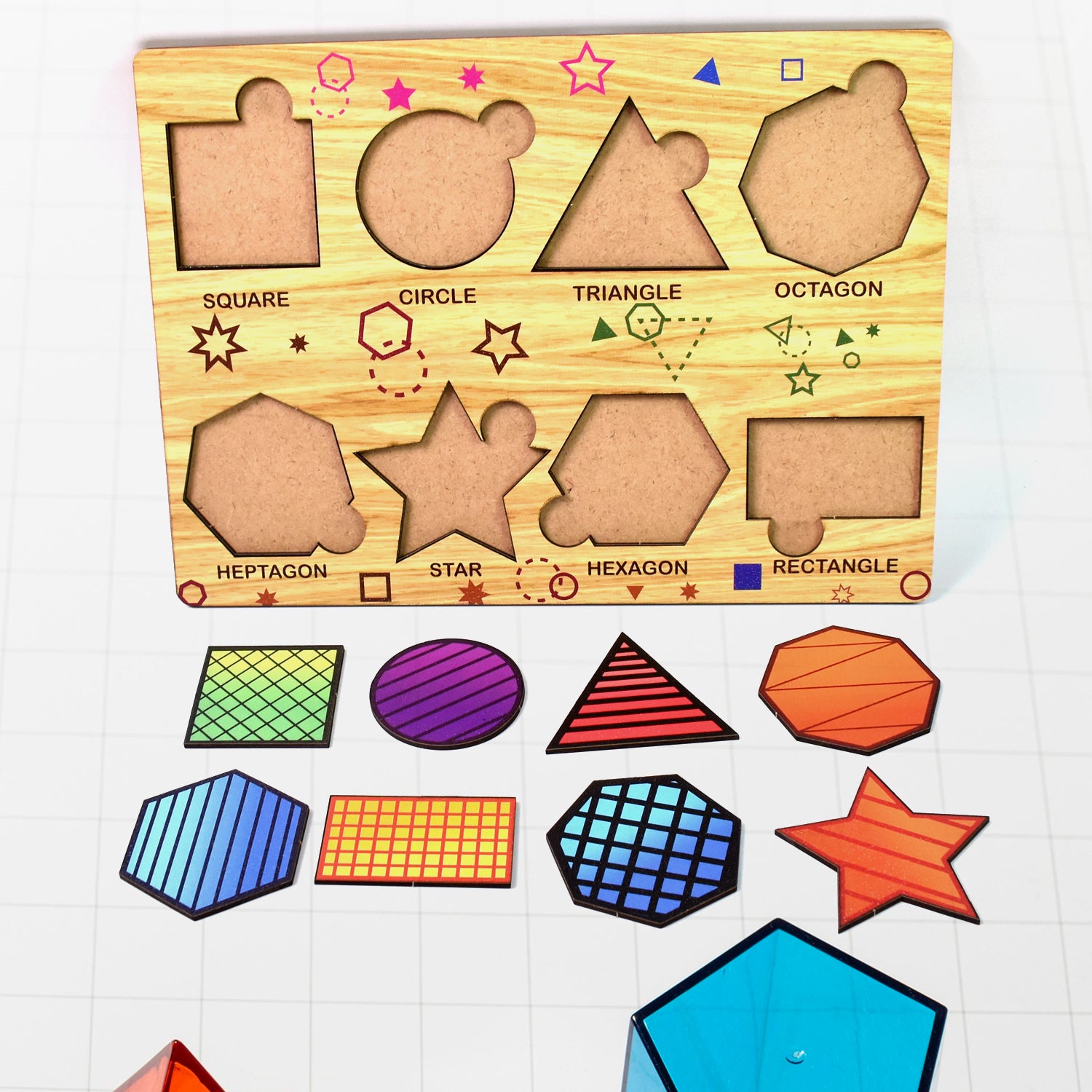 Wooden Triangles Puzzle Board - Educational Shape Learning Toy for Kids Development