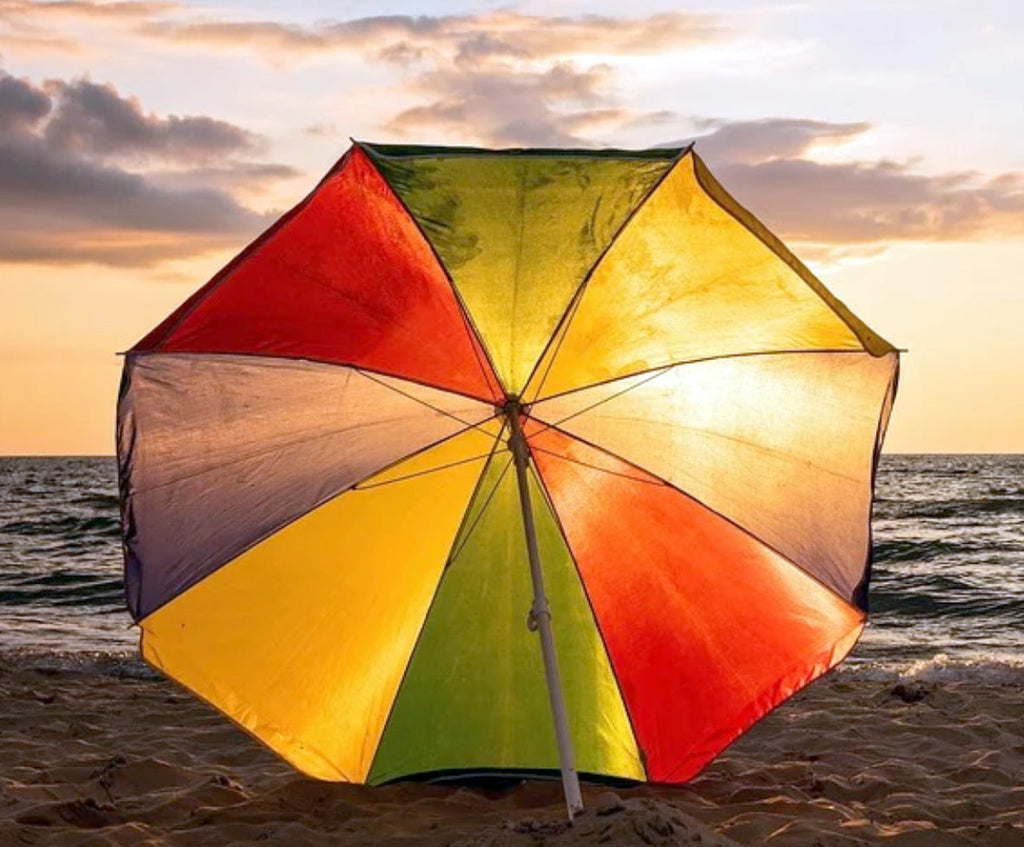 90-Inch Multicolor Garden & Beach Umbrella – Waterproof Cotton Canopy with Steel Pole