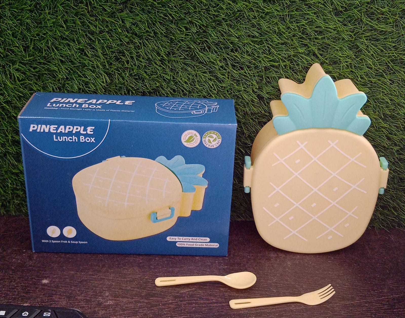 Cute Pineapple Shaped Kids Lunch Box with Fork &amp; Spoon