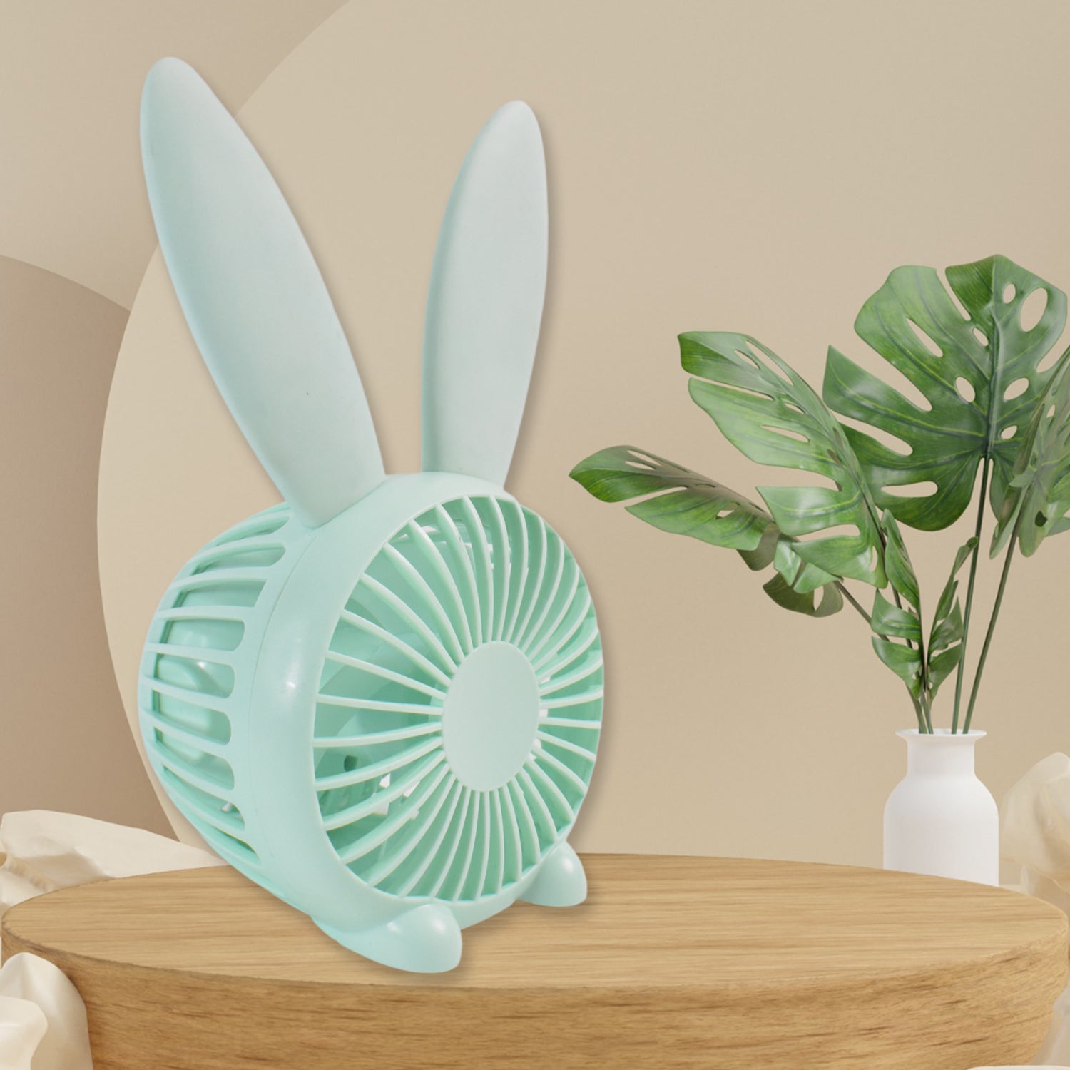 USB Desk Fan – Cute Rabbit Shape | Compact Ergonomic Design | Silent Powerful Airflow (1 Pc)
