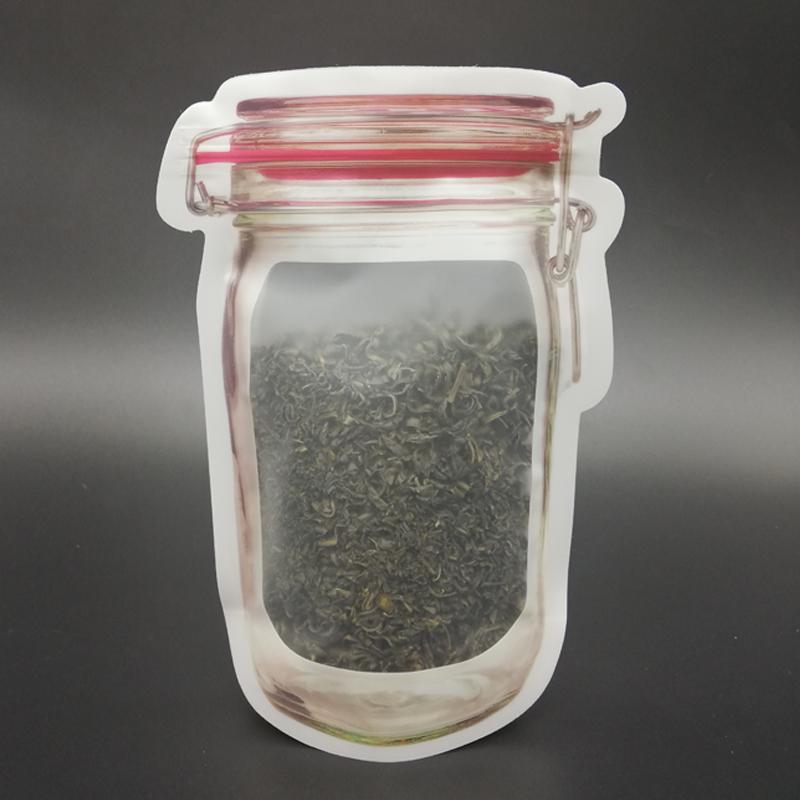 Reusable Mason Jar Zipper Pouch – Airtight Plastic Food Storage Bag (500ml, Leak-Proof & Transparent)