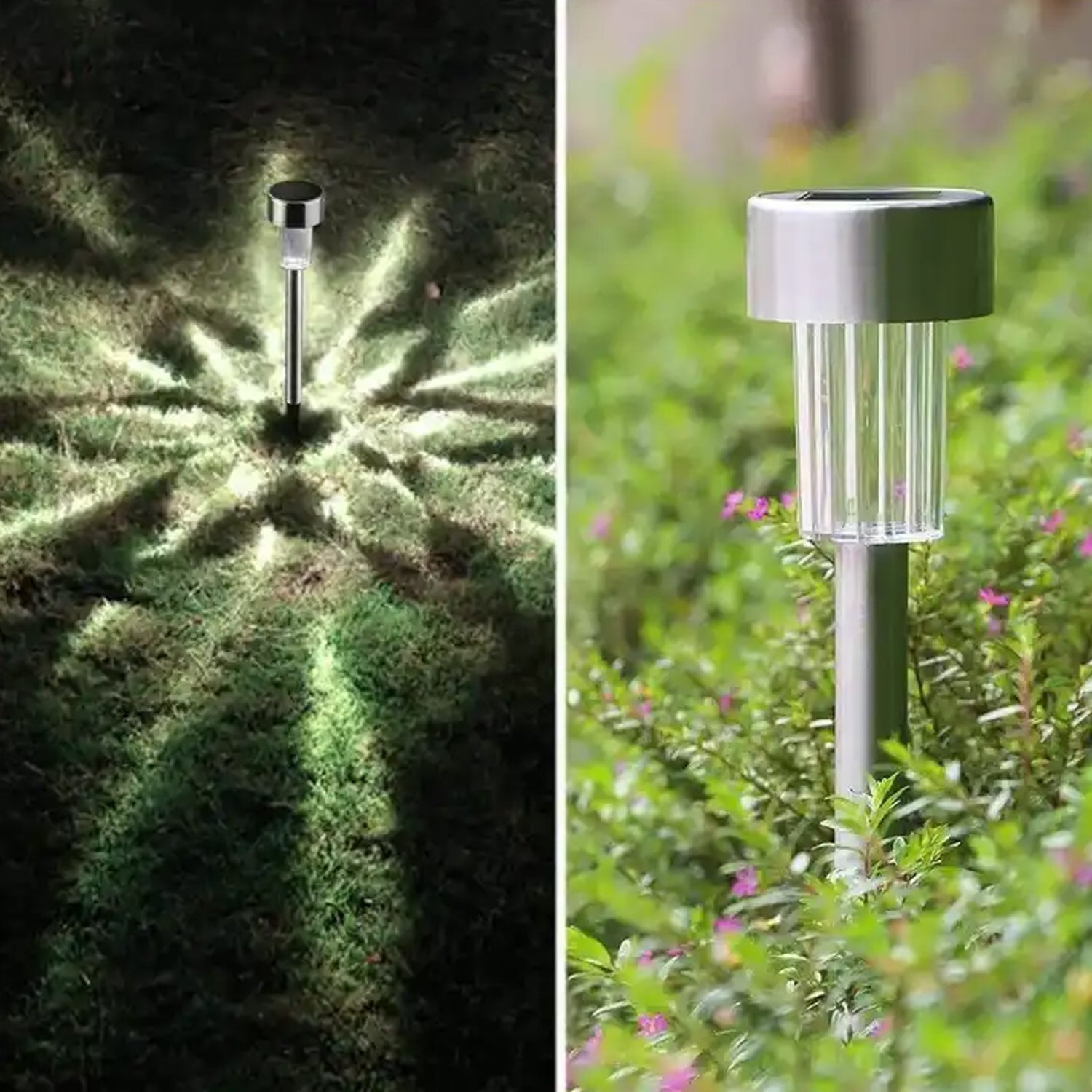 Solar Panel LED Spike Spot Lights – Waterproof Outdoor Landscape Lights (2 Pc Set)