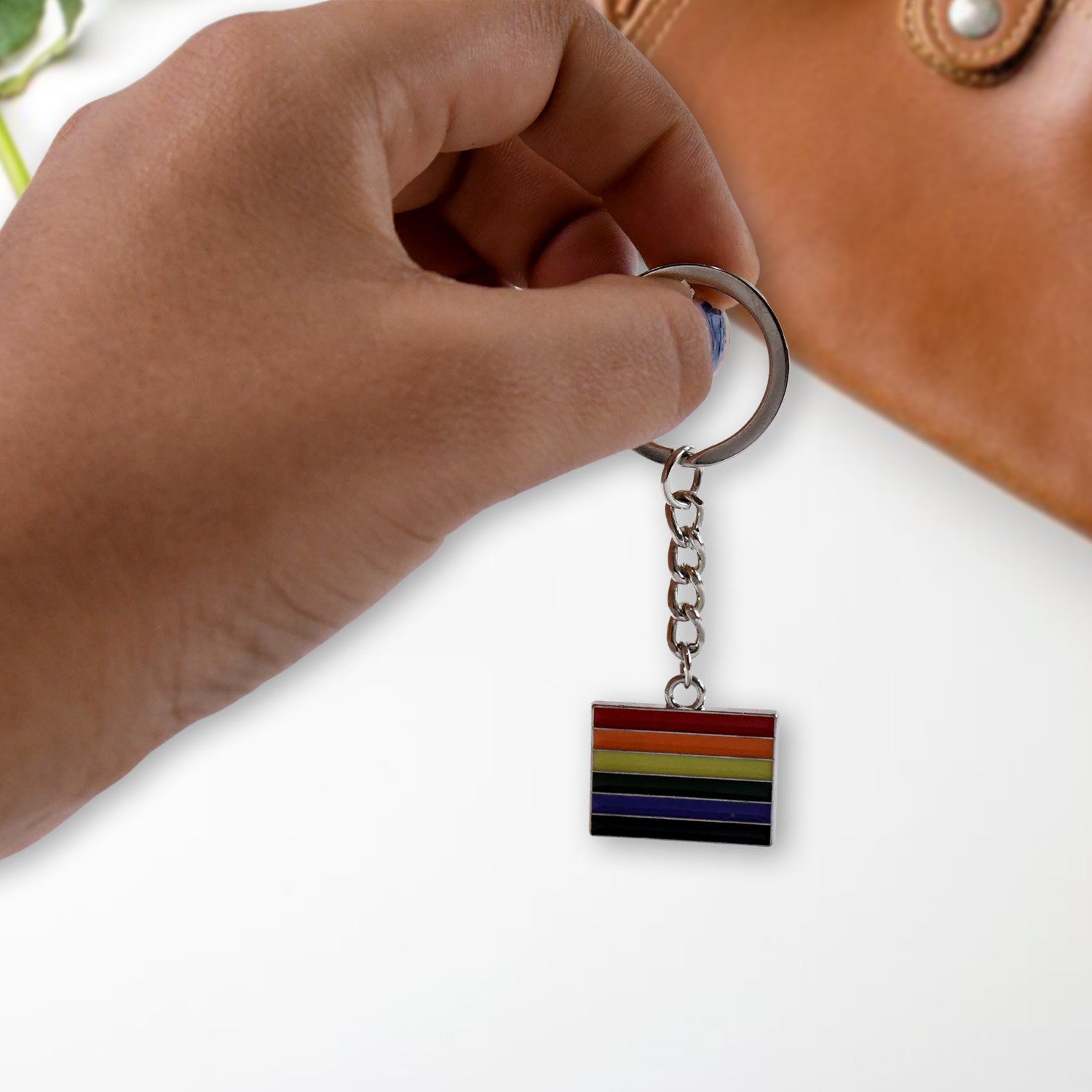 Rainbow Design Metal Keyring – Stylish Keychain for Car Keys, Bags & Gifts | Lightweight & Durable (1 Pc)