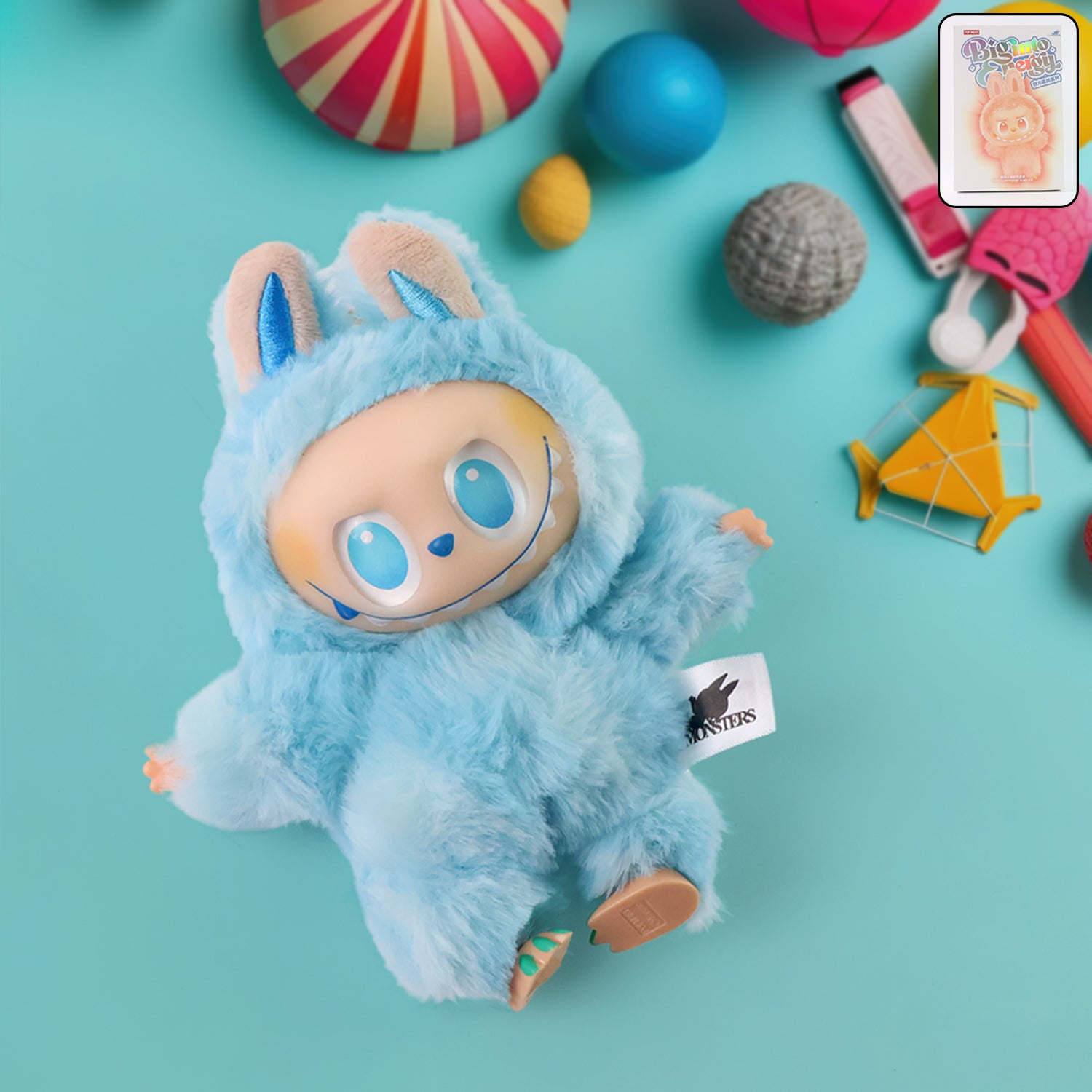 Sky Blue Plush Toy Keychain – Cute Cartoon Hanging Soft Toy with Hook for Kids & Bags (1 Pc)