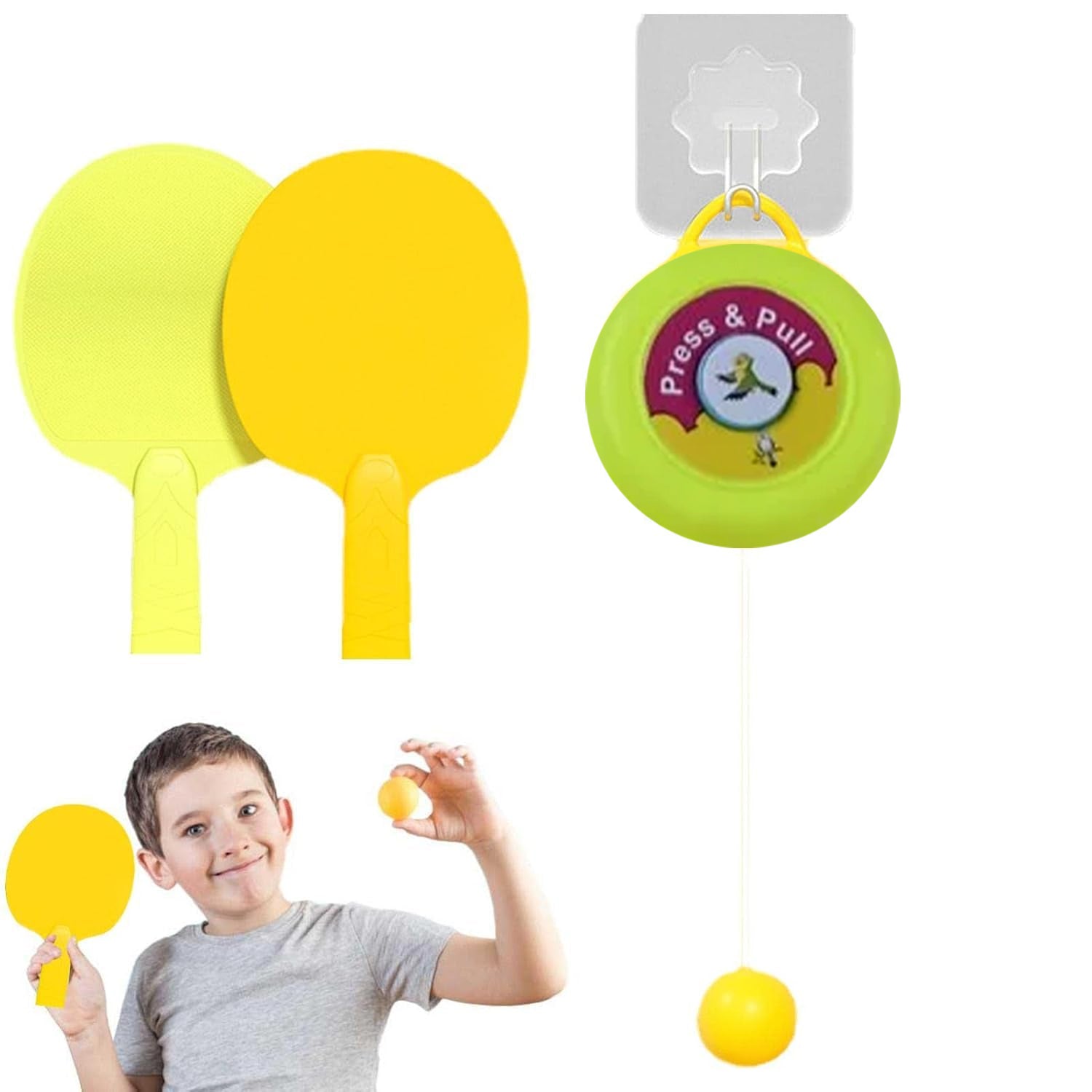 Portable Indoor Hanging Table Tennis Trainer Set – Self Training Tool with 3 Balls