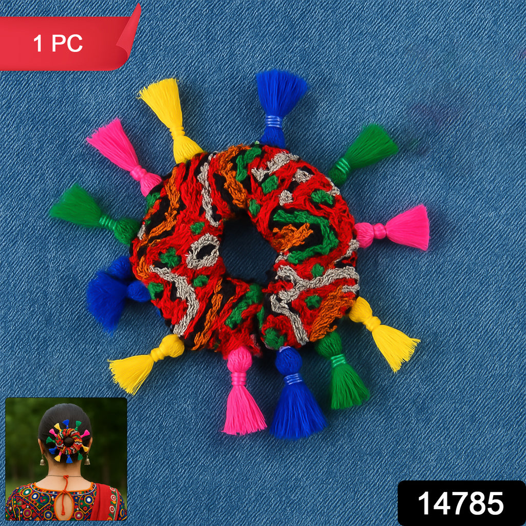 Traditional Multicolor Navratri Hair Bun - Ethnic Juda Hair Accessory for Garba & Dance