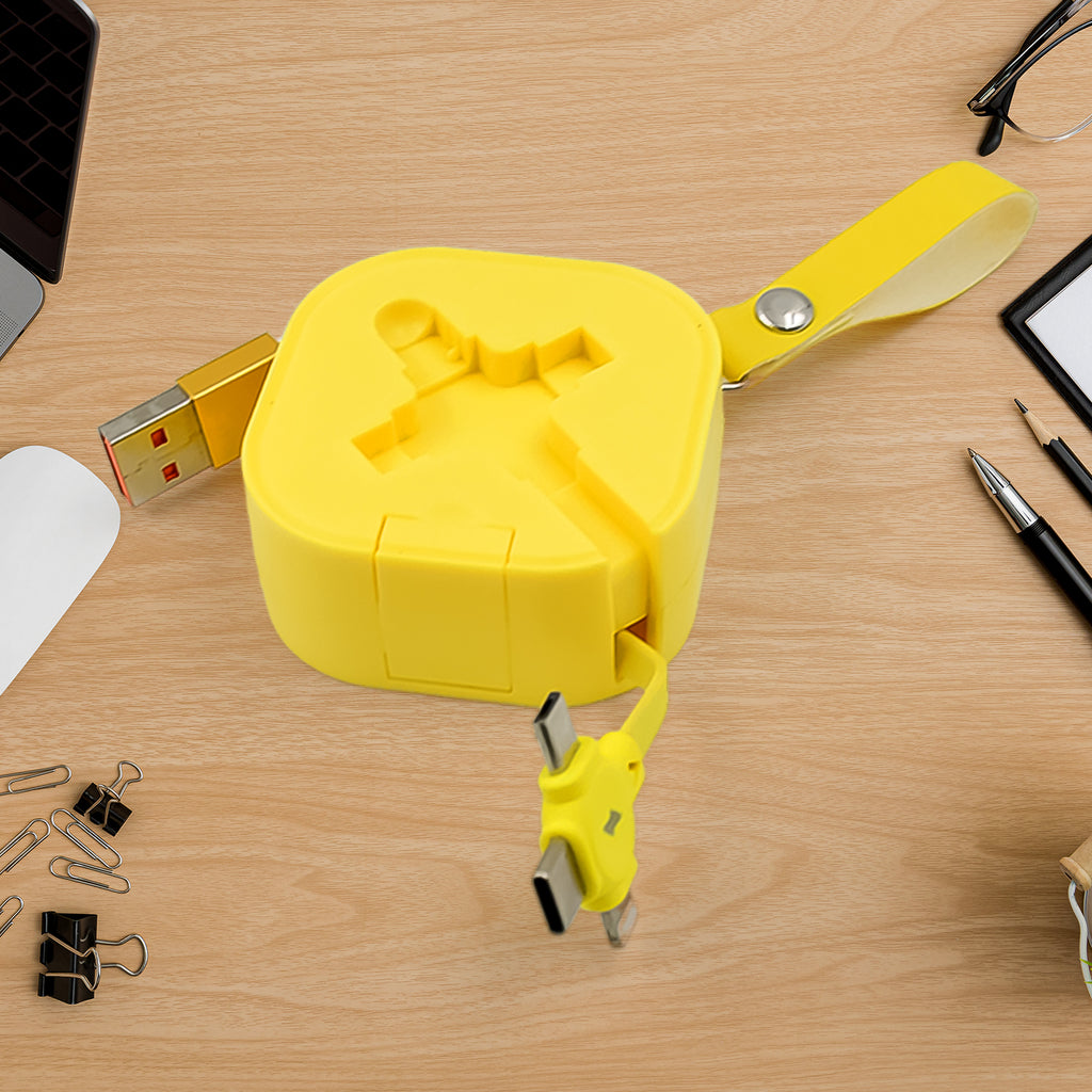 Retractable 3-in-1 Charging Cable – Universal, Tangle-Free &amp; Fast Charging Solution (1 Pc)