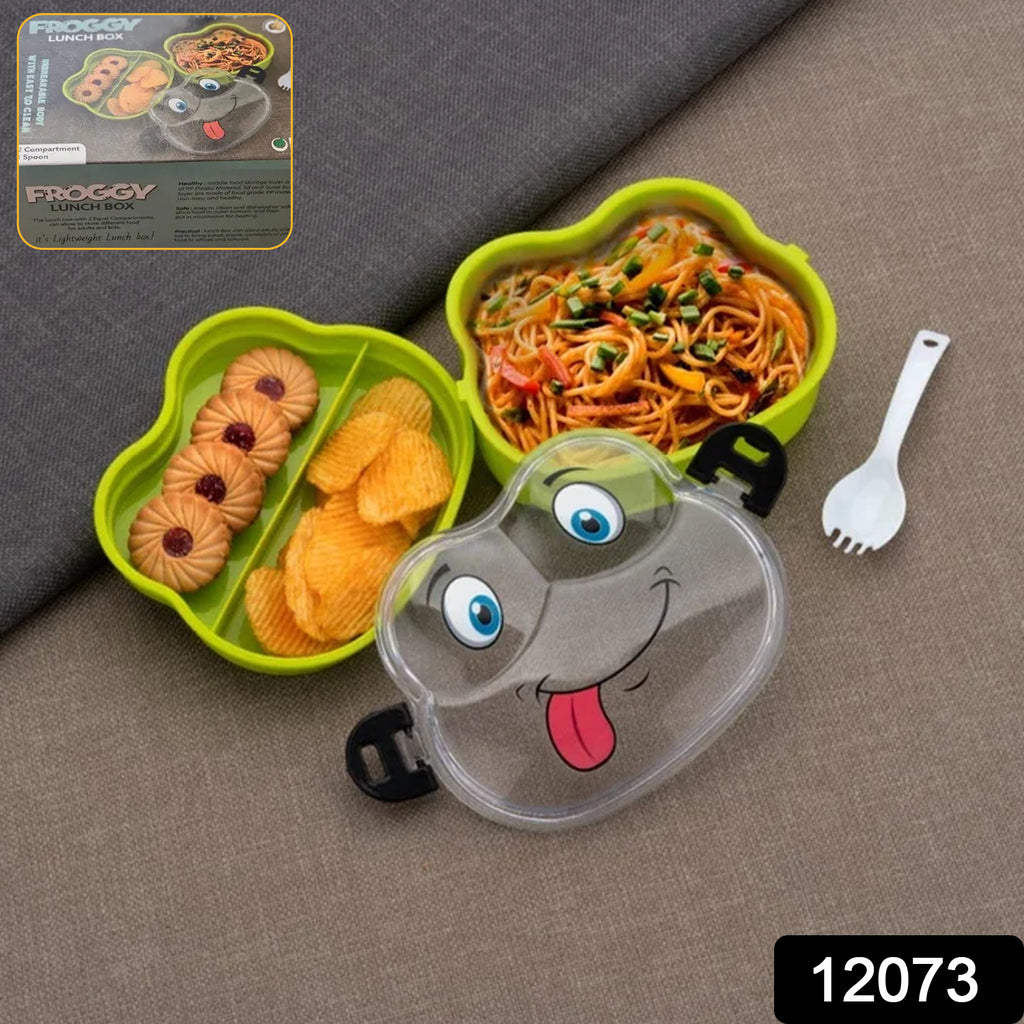 Charming Froggy Double Layer Lunch Box with Spoon – Fun &amp; Leakproof (1 Pc)